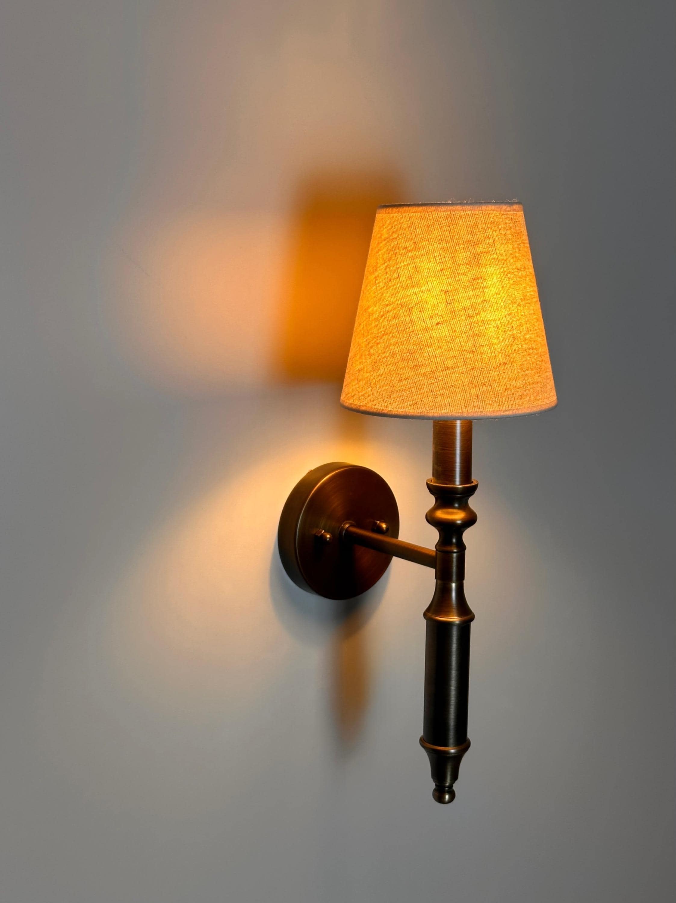 Avenida Wall Sconce – Antique Brass Iron Accent Fixture with Classic Shade