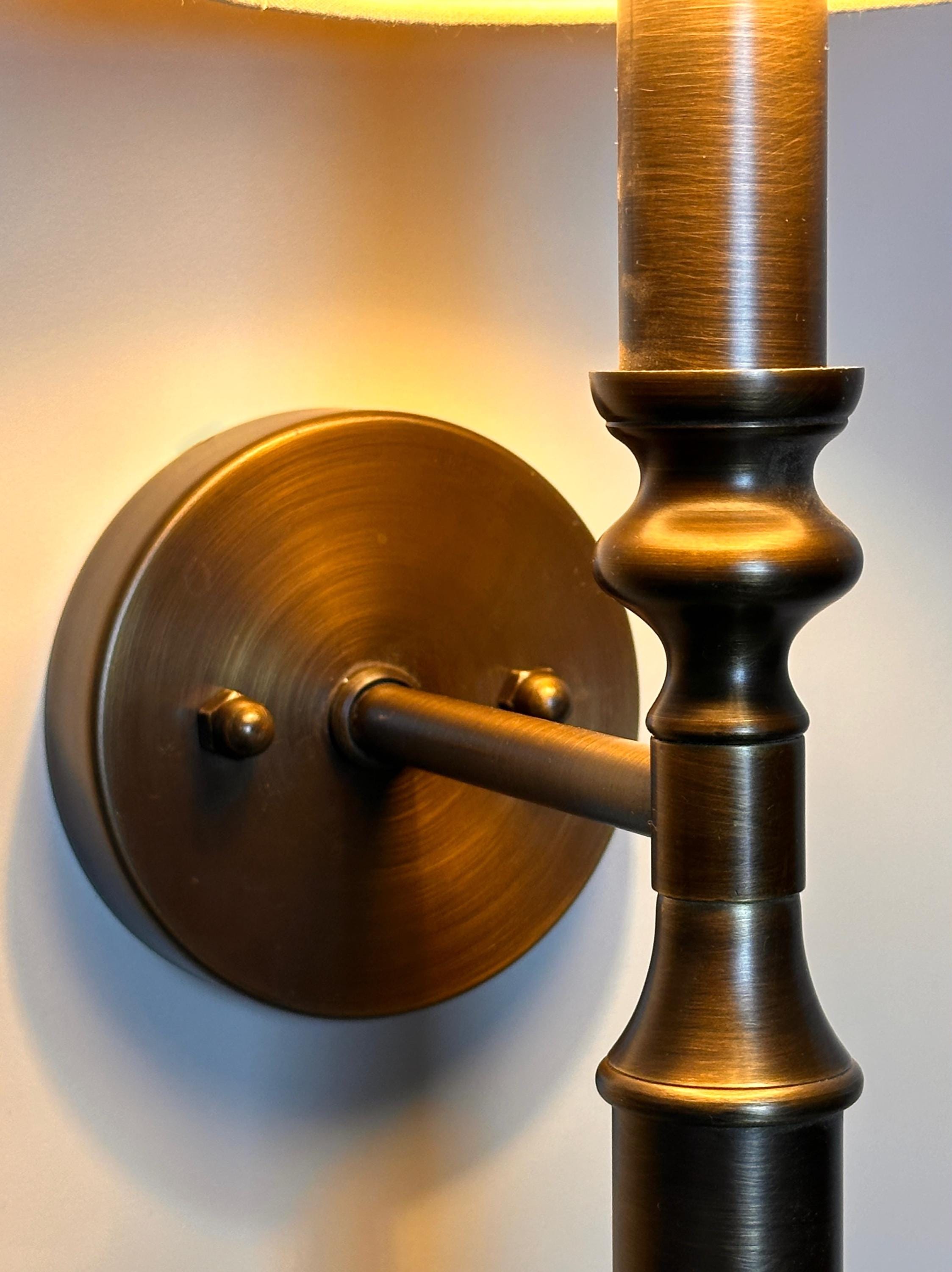 Avenida Wall Sconce – Antique Brass Iron Accent Fixture with Classic Shade