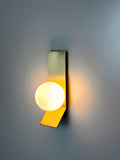Tetragone Wall Sconce: Modern Brushed Brass with Frosted Glass Globe