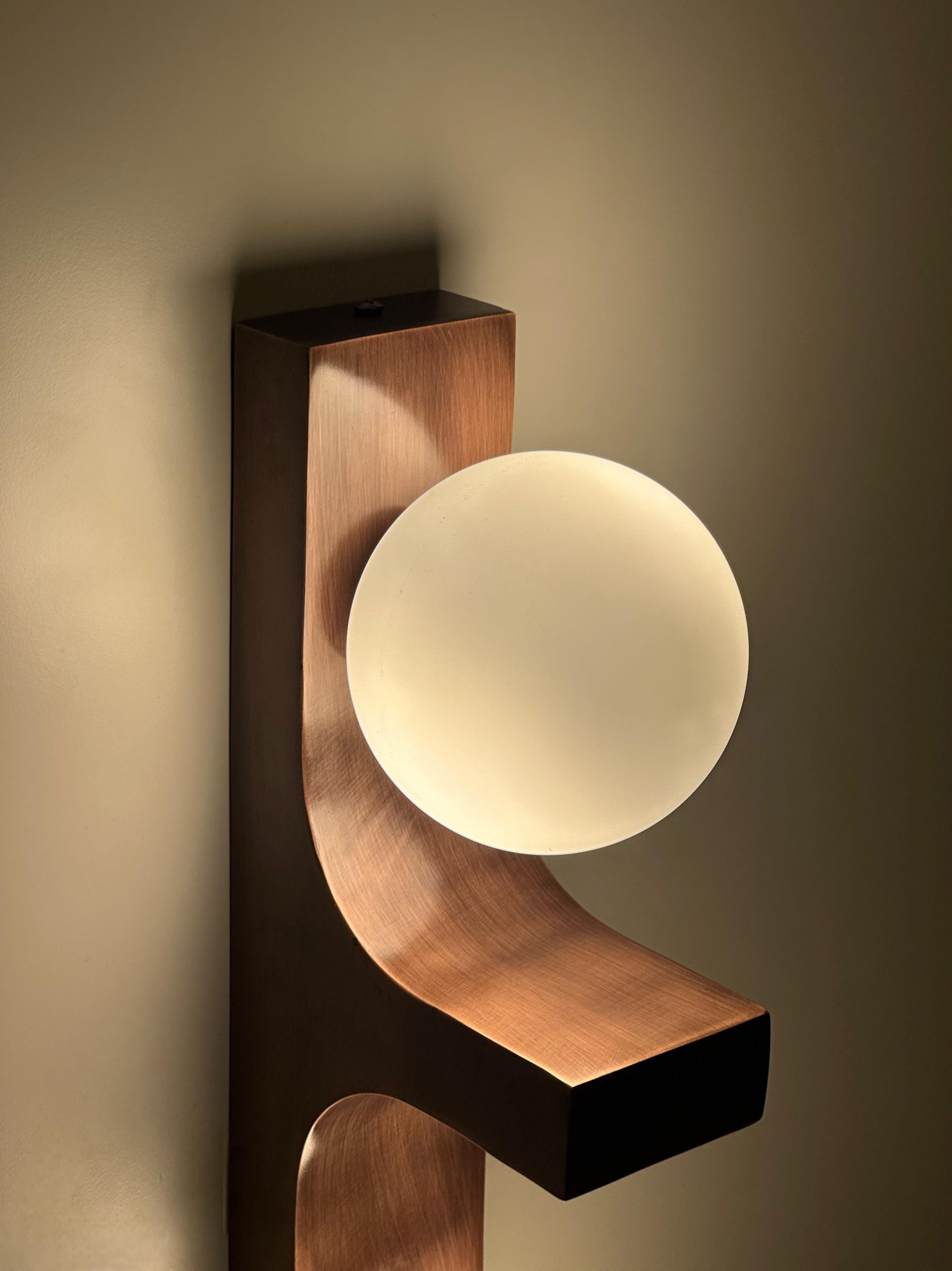 Macrom Brass Wall Sconce, Modern Designer Interior Wall Light with Double Glass Globes