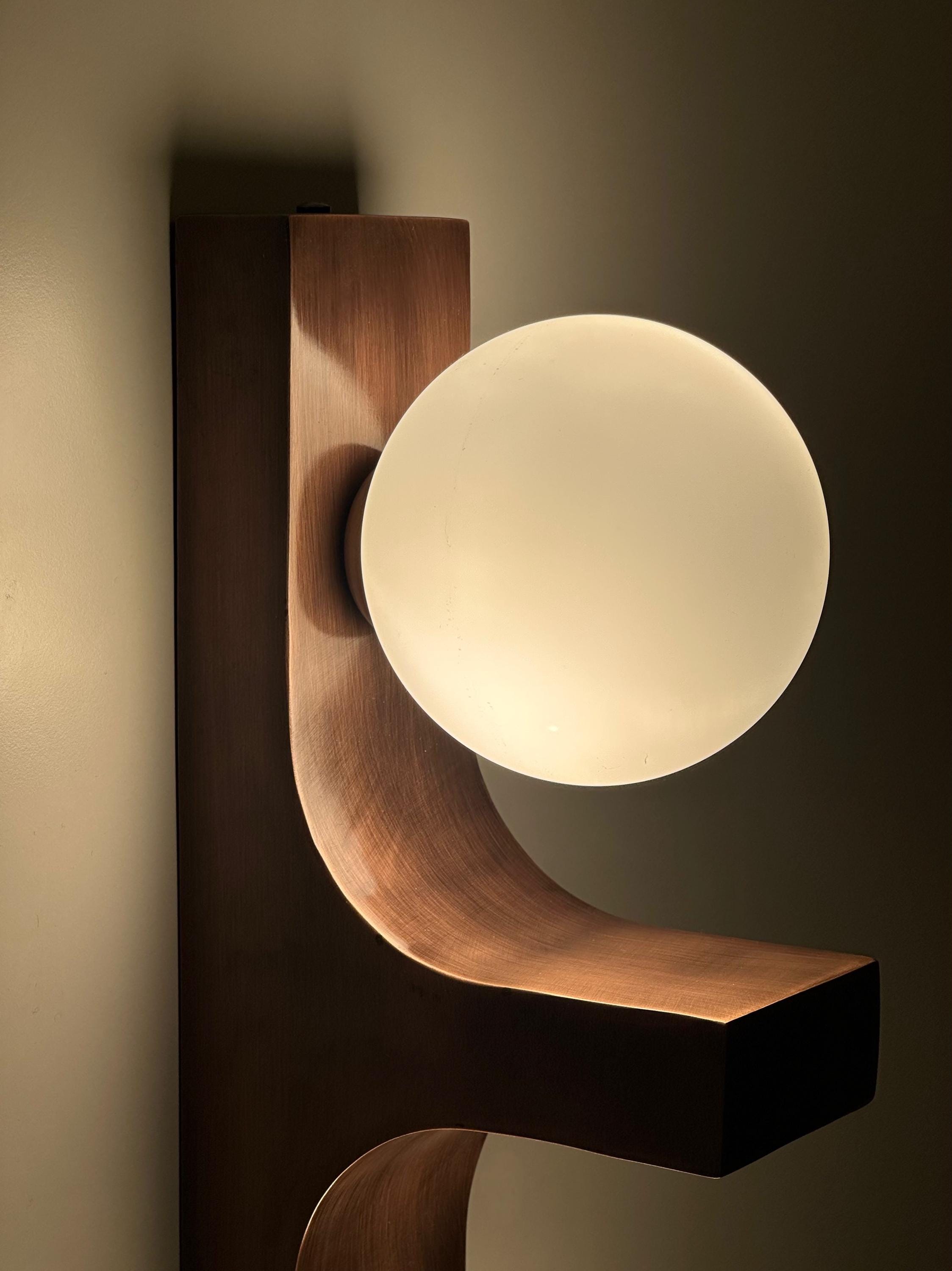 Macrom Brass Wall Sconce, Modern Designer Interior Wall Light with Double Glass Globes
