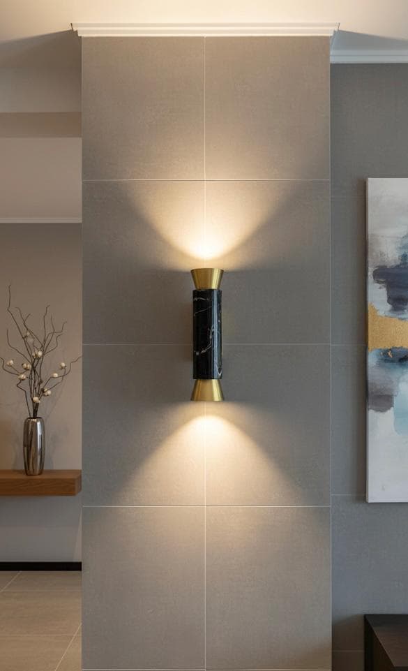San Felipe Wall Sconce Marble and Metal Modern Interior Light by OZENDECO