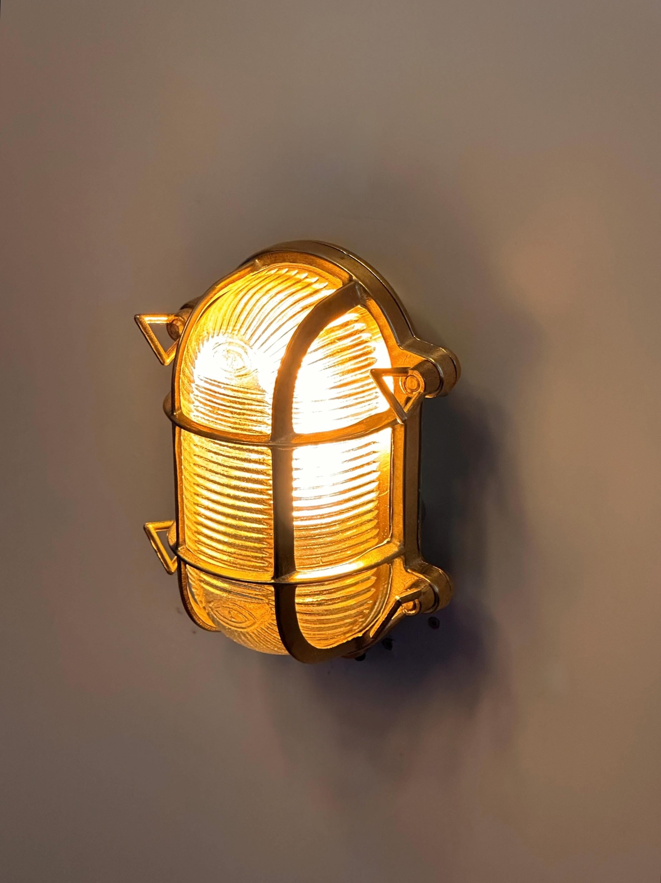 VERLİN Solid Brass Nautical Wall Sconce – Outdoor Coastal Bulkhead Light
