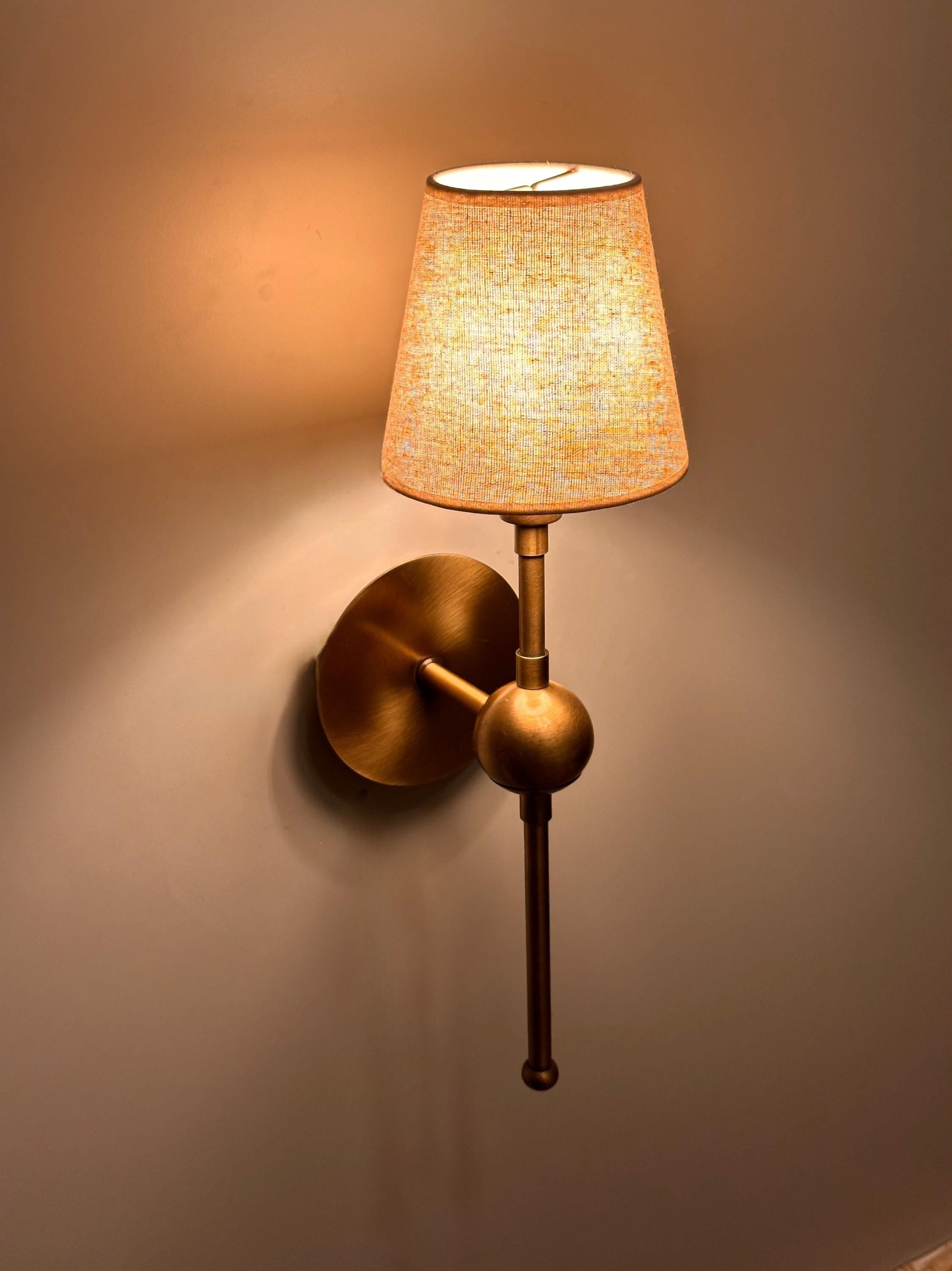 Ancone Wall Sconce – Handmade Brass Interior Light with Fabric Shade | Luxury Ambient Bedroom