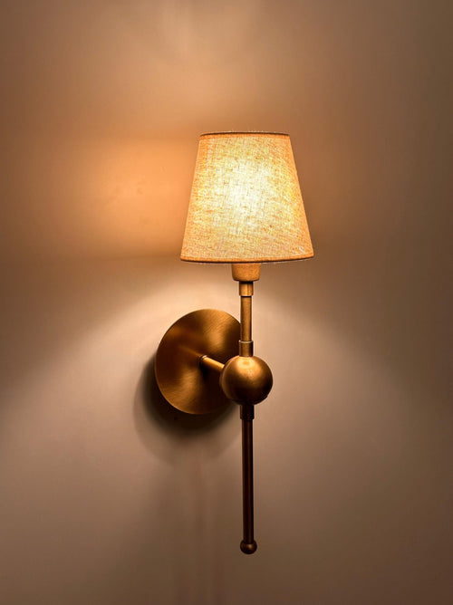 Ancone Wall Sconce – Handmade Brass Interior Light with Fabric Shade | Luxury Ambient Bedroom