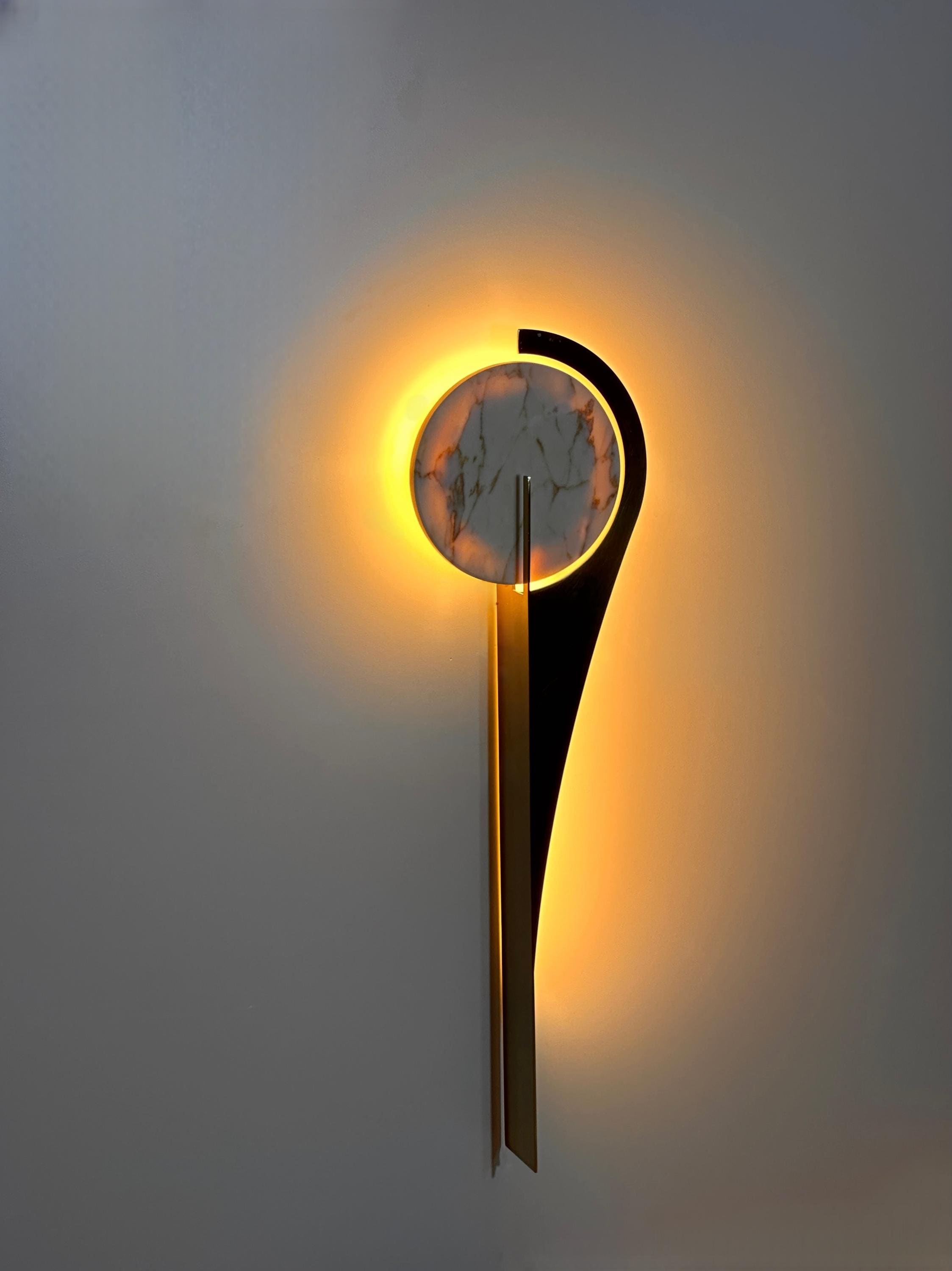Drosia Marble Wall Sconce, Modern Brass Sculptural Interior Wall Light, Designer Lighting