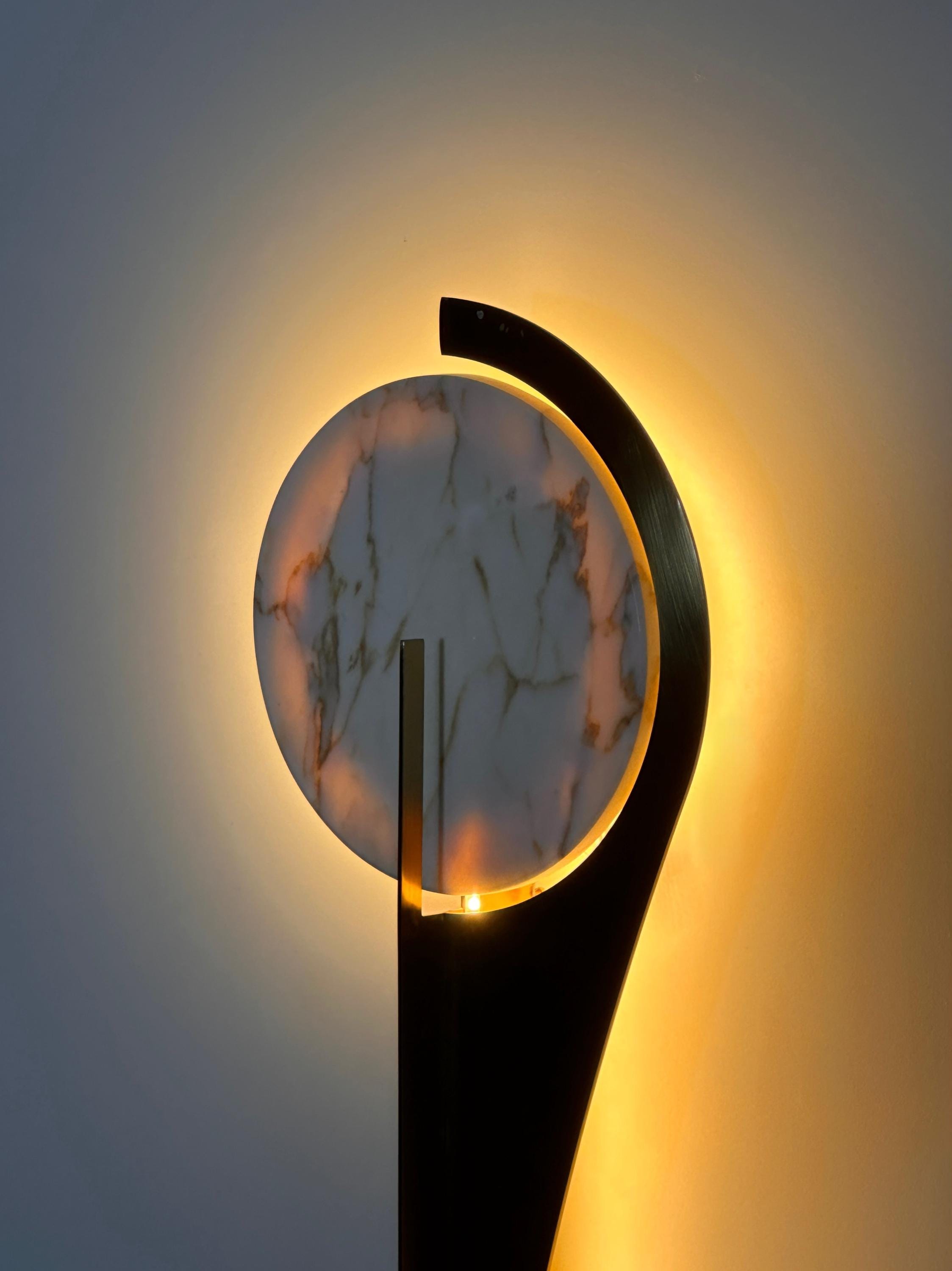Drosia Marble Wall Sconce, Modern Brass Sculptural Interior Wall Light, Designer Lighting