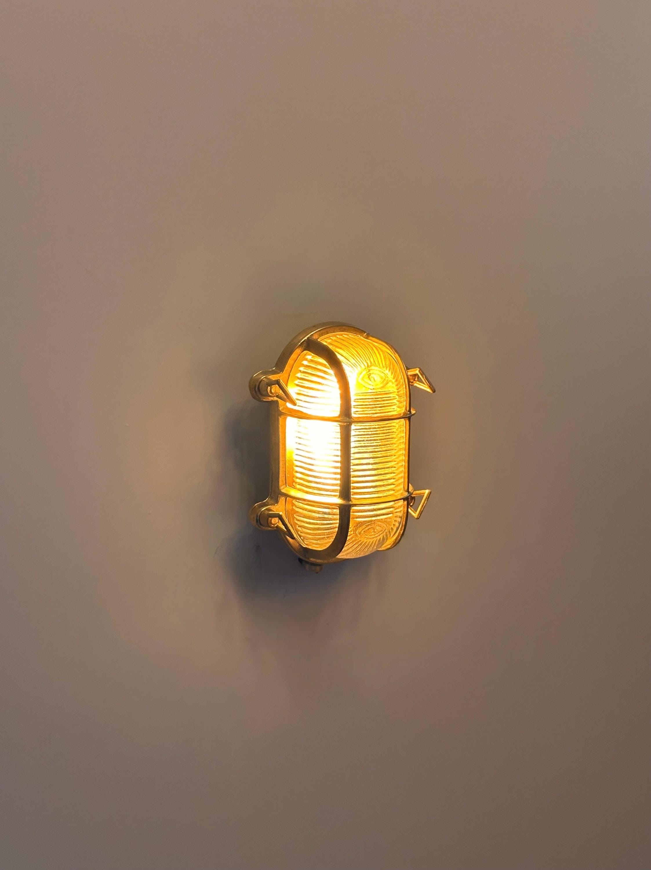 VERLİN Solid Brass Nautical Wall Sconce – Outdoor Coastal Bulkhead Light