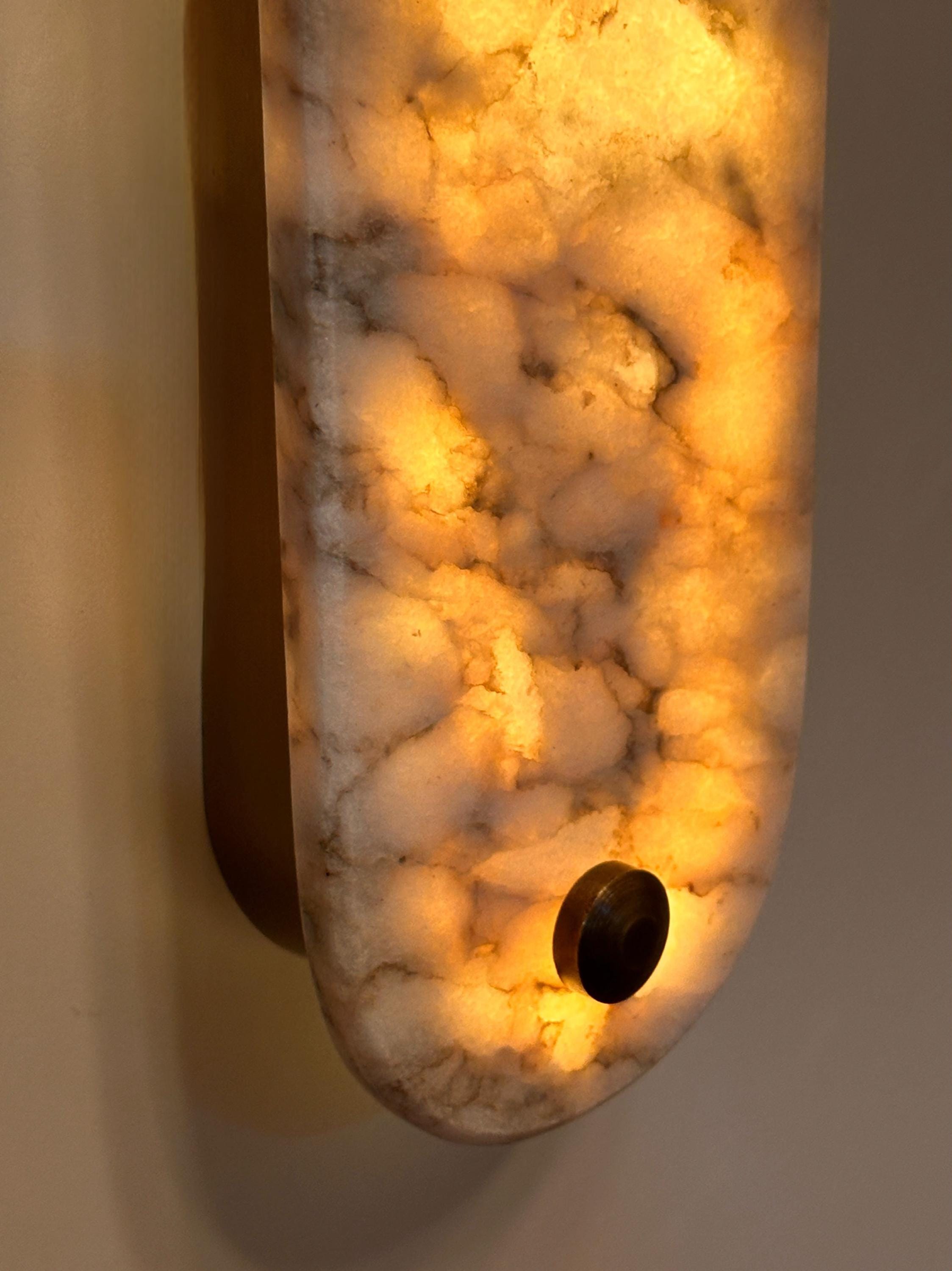 Xlendi Marble Wall Sconce - Hand-Carved Stone with Ambient LED Glow