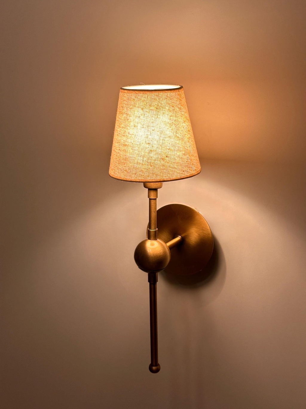 Ancone Wall Sconce – Handmade Brass Interior Light with Fabric Shade | Luxury Ambient Bedroom