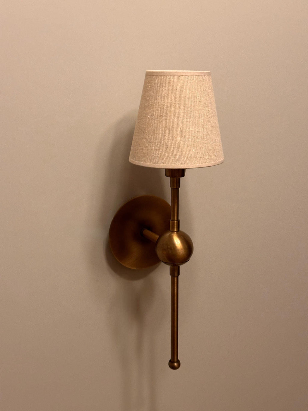 Ancone Wall Sconce – Handmade Brass Interior Light with Fabric Shade | Luxury Ambient Bedroom