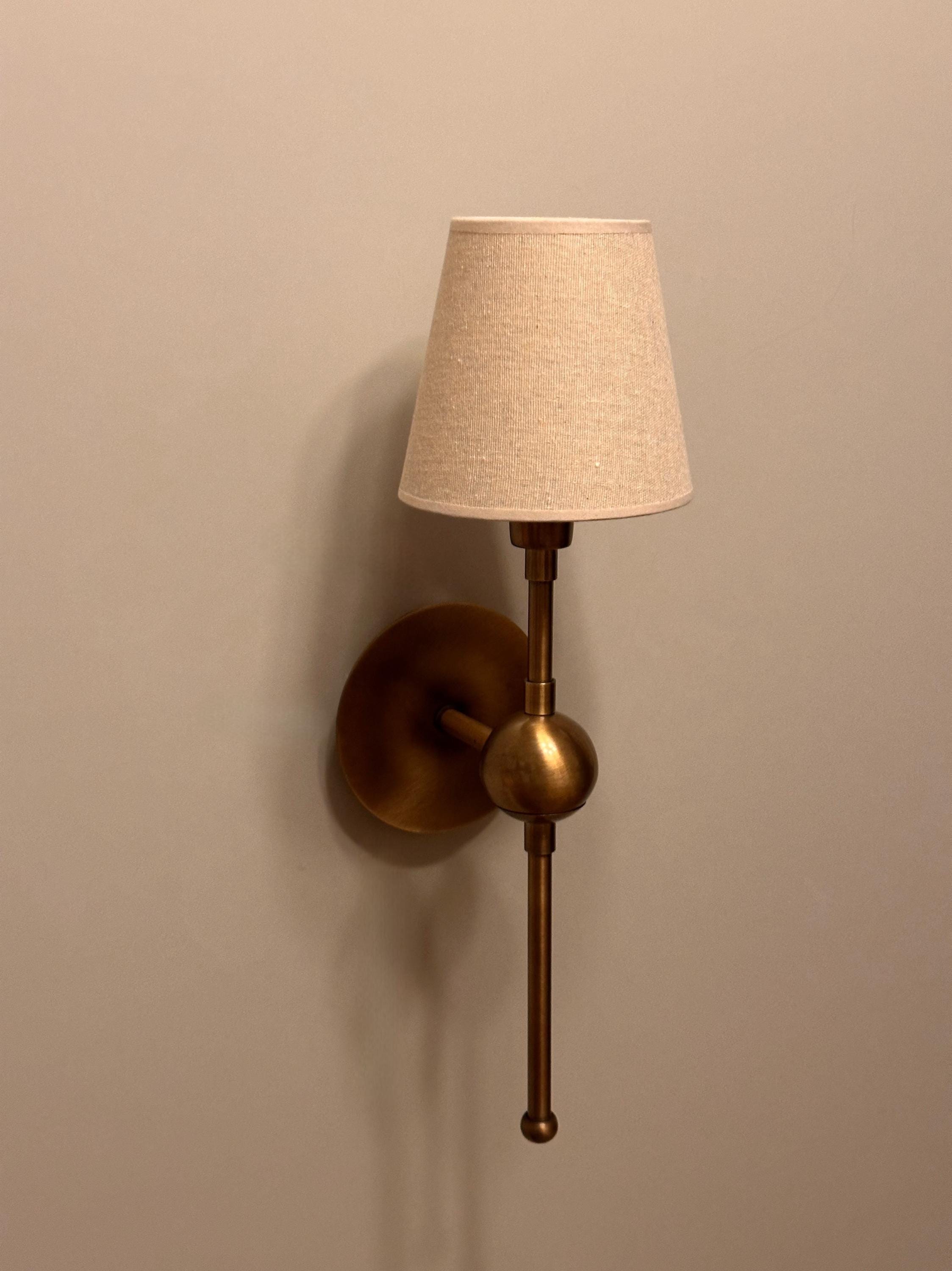 Ancone Wall Sconce – Handmade Brass Interior Light with Fabric Shade | Luxury Ambient Bedroom