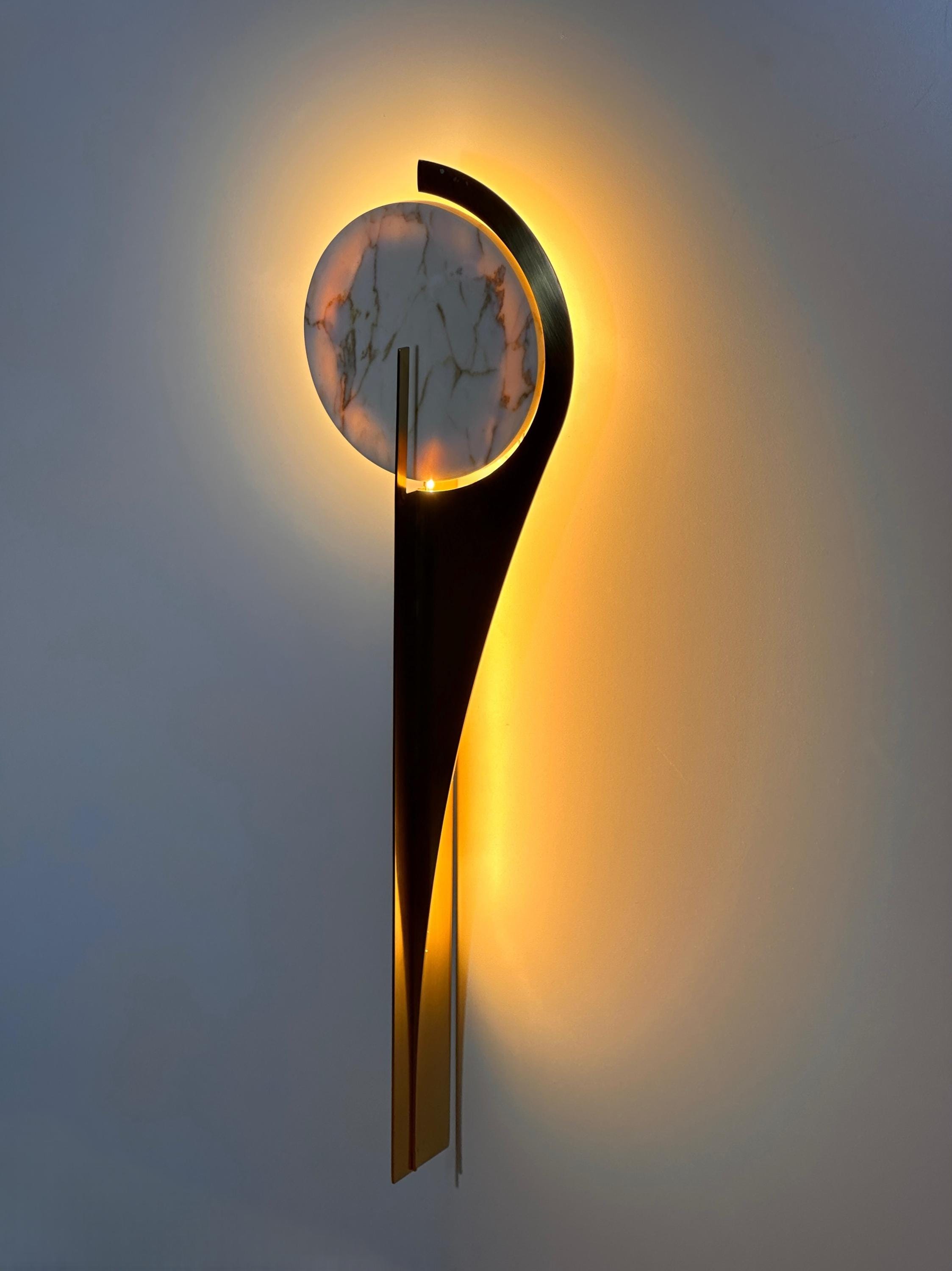 Drosia Marble Wall Sconce, Modern Brass Sculptural Interior Wall Light, Designer Lighting