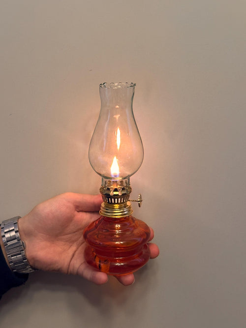 Brownel Hand Blown Glass Oil Lamp – Traditional Non-Electric Heritage Table Lantern