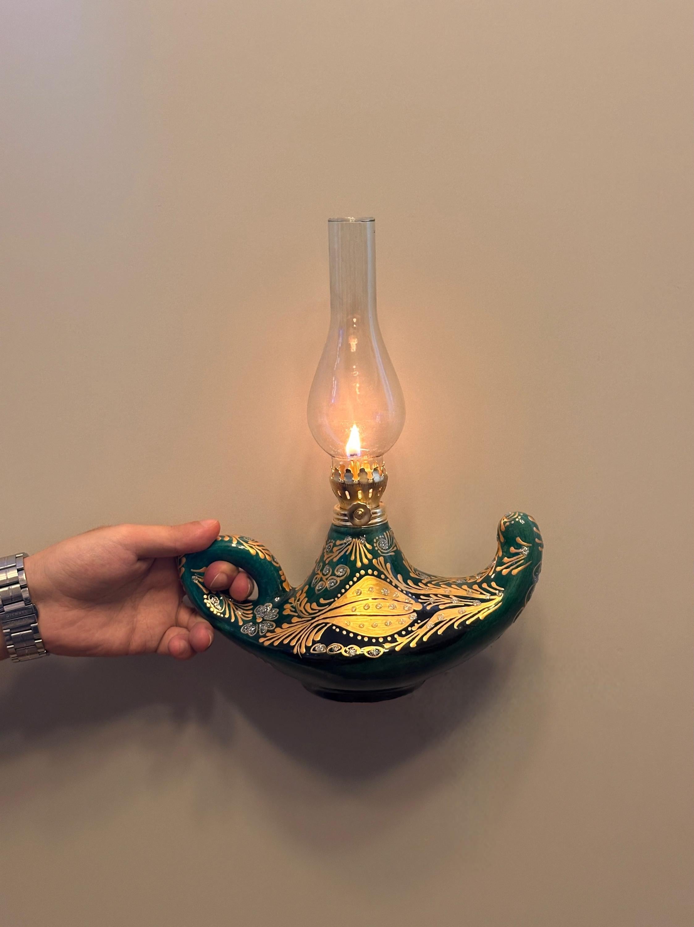 Megave Ceramic Gas Lantern – Heritage Tabletop Decor, Non-Electric Light