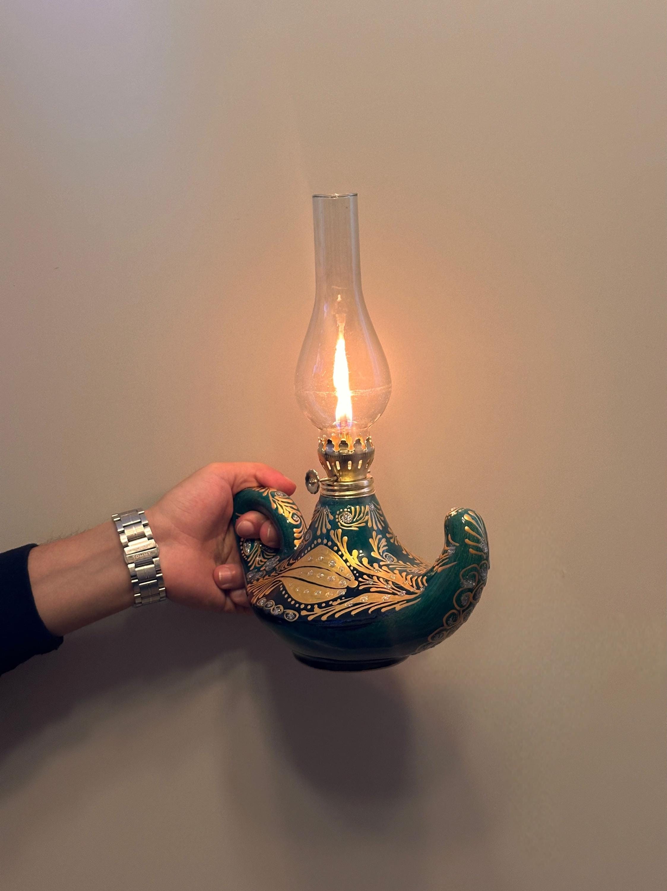 Megave Ceramic Gas Lantern – Heritage Tabletop Decor, Non-Electric Light
