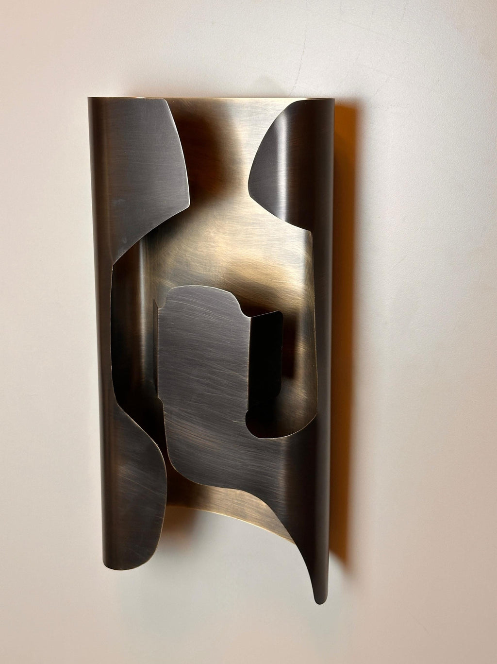 Tiznit Brass Wall Sconce, Modern Sculptural Interior Wall Light with Warm Architectural Glow