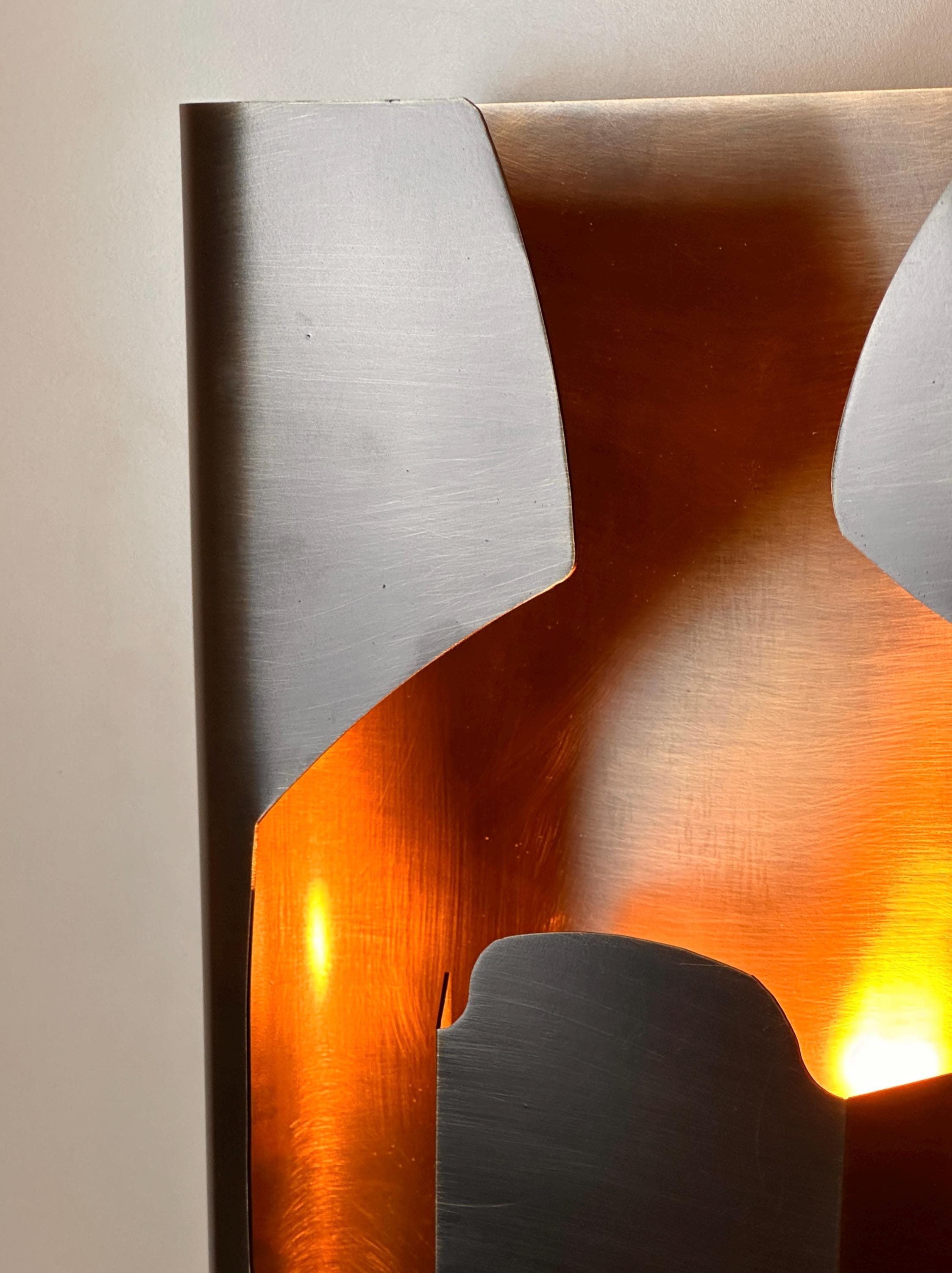 Tiznit Brass Wall Sconce, Modern Sculptural Interior Wall Light with Warm Architectural Glow