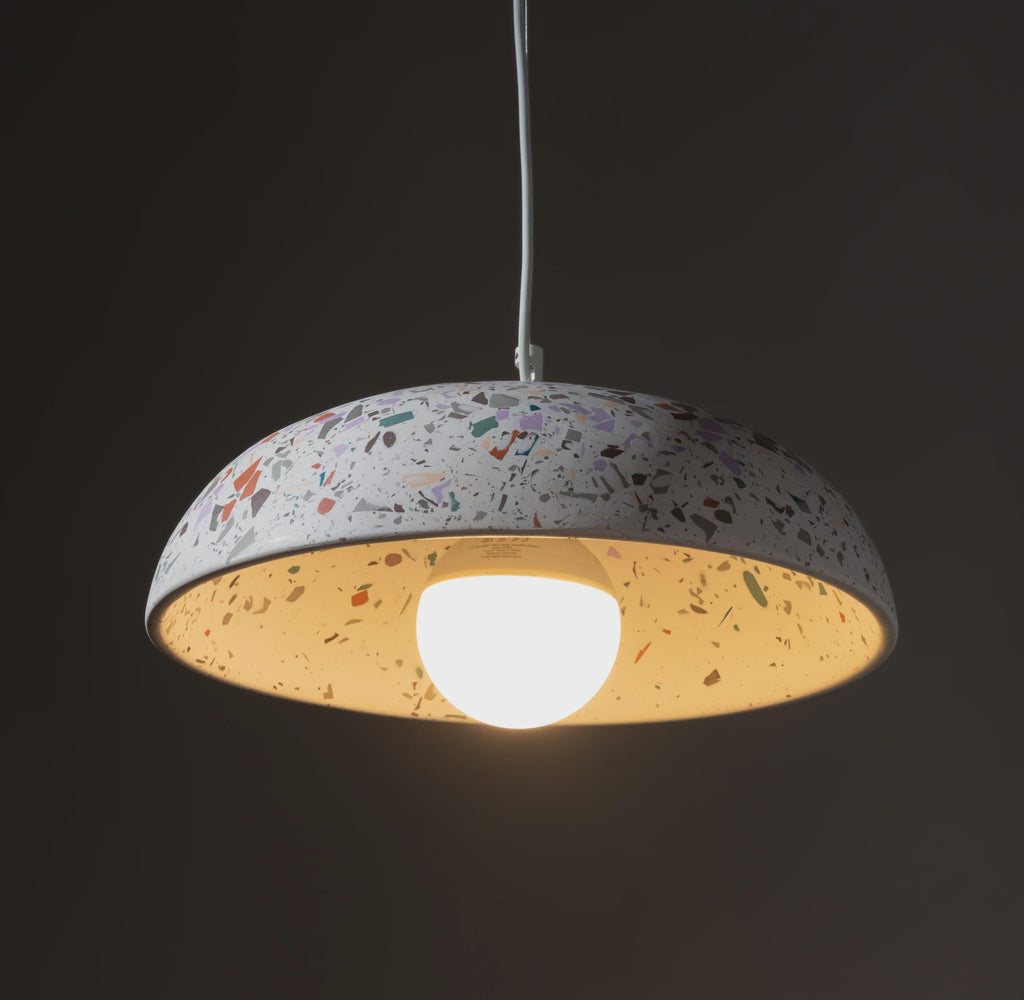 MATARA II Dark Terrazzo Concrete Pendant Light – Modern Architectural Hanging Lamp