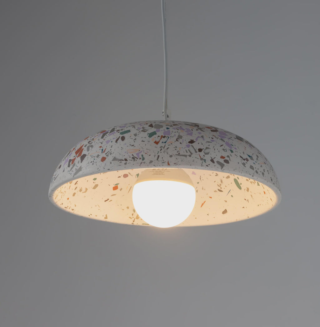 MATARA II Dark Terrazzo Concrete Pendant Light – Modern Architectural Hanging Lamp