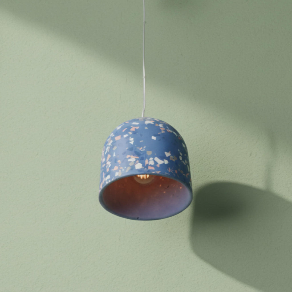 NAPLES III Blue Terrazzo Pendant Light – Modern Handmade Ceiling Lamp, Kitchen Island Hanging Light