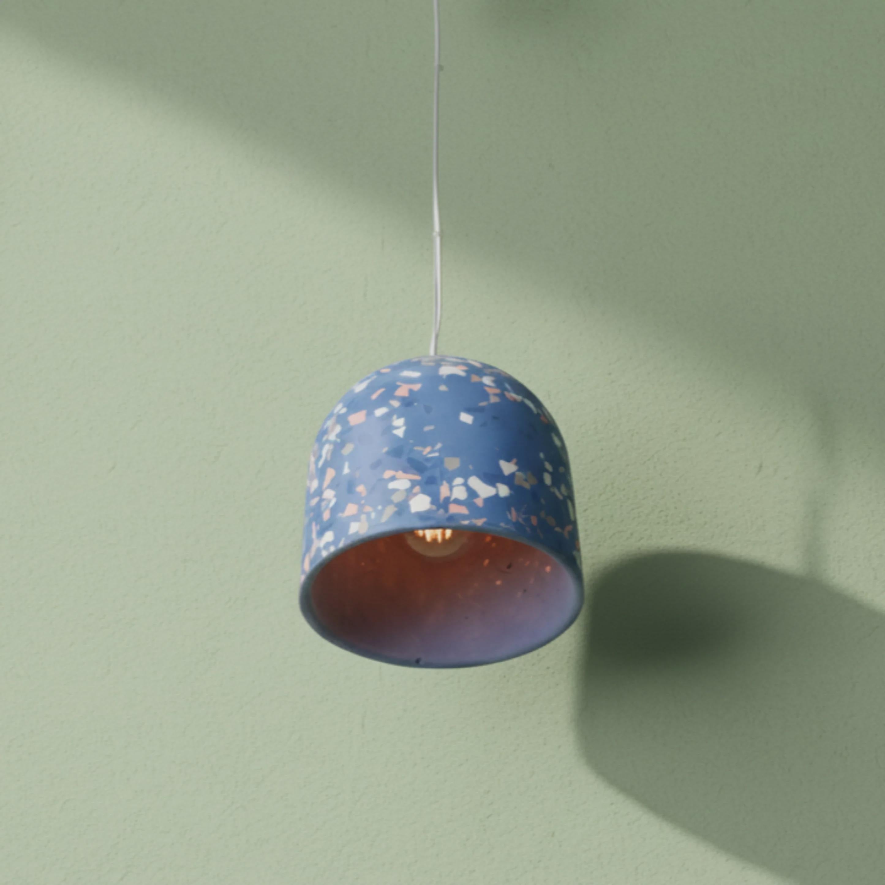NAPLES III Blue Terrazzo Pendant Light – Modern Handmade Ceiling Lamp, Kitchen Island Hanging Light