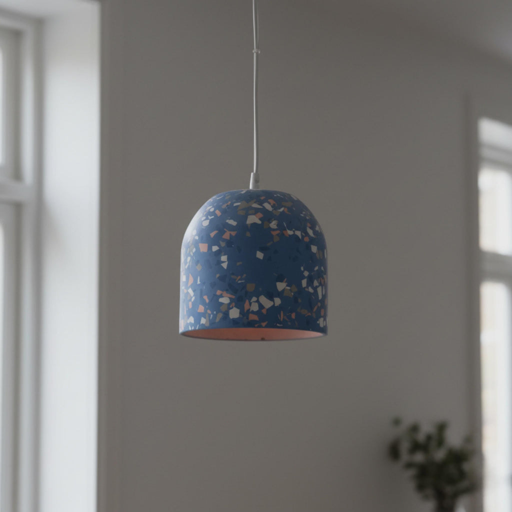 NAPLES III Blue Terrazzo Pendant Light – Modern Handmade Ceiling Lamp, Kitchen Island Hanging Light