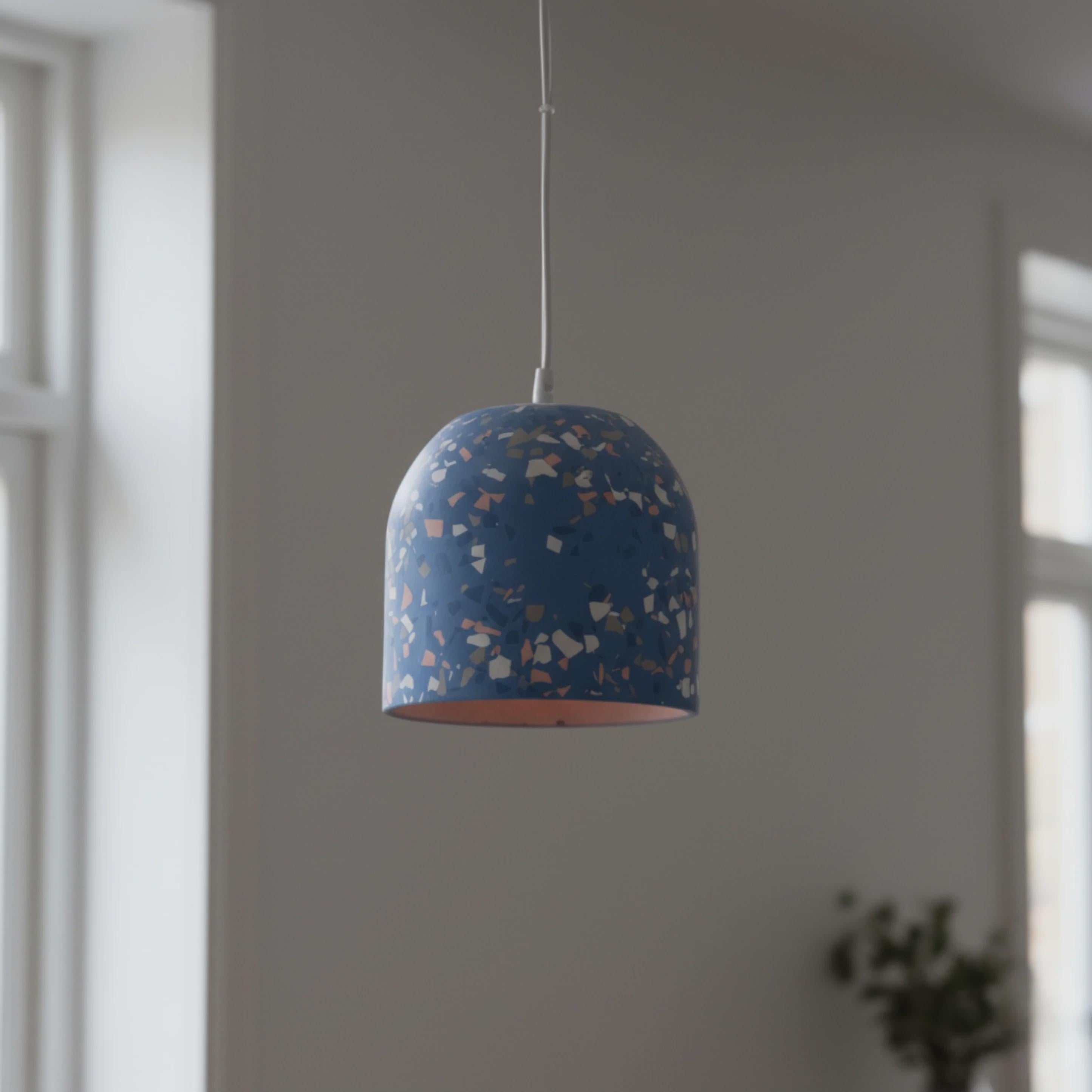 NAPLES III Blue Terrazzo Pendant Light – Modern Handmade Ceiling Lamp, Kitchen Island Hanging Light