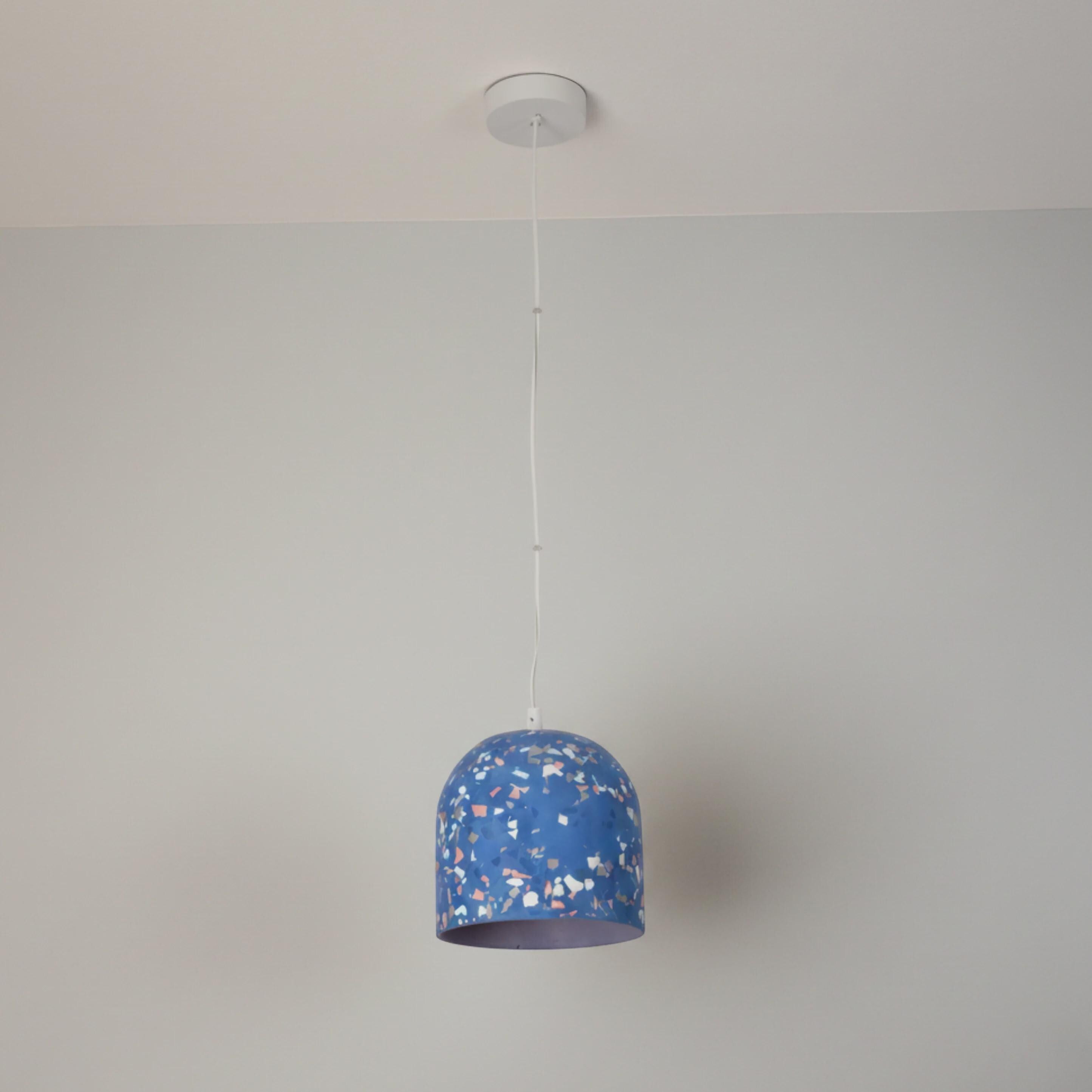 NAPLES III Blue Terrazzo Pendant Light – Modern Handmade Ceiling Lamp, Kitchen Island Hanging Light