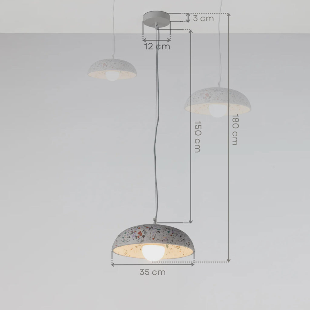 MATARA II Dark Terrazzo Concrete Pendant Light – Modern Architectural Hanging Lamp