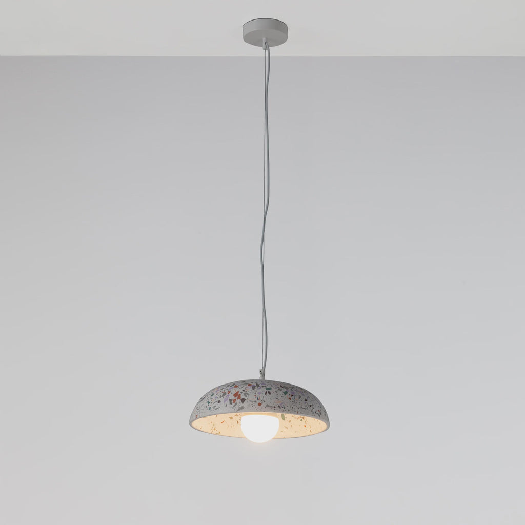 MATARA II Dark Terrazzo Concrete Pendant Light – Modern Architectural Hanging Lamp