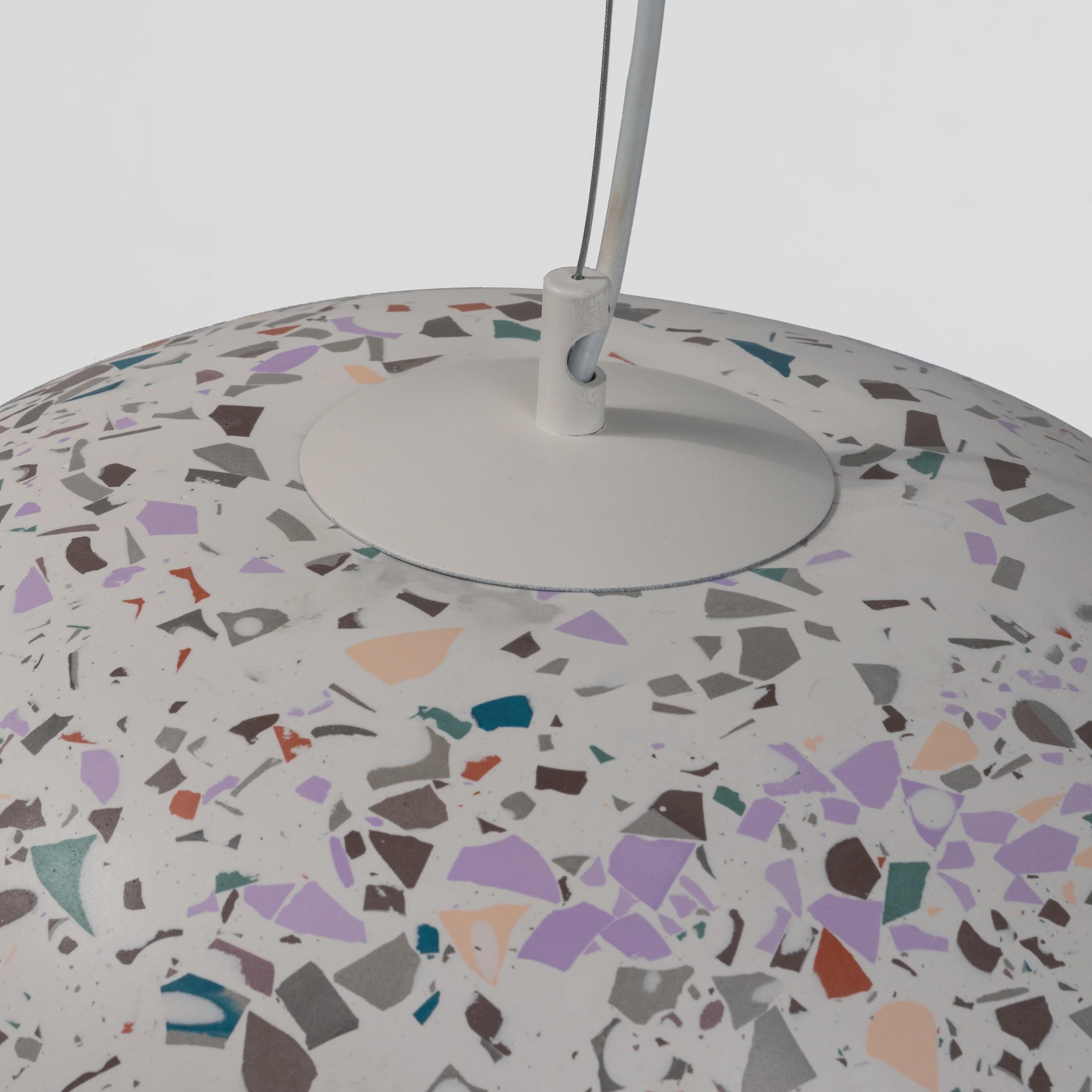 MATARA II Dark Terrazzo Concrete Pendant Light – Modern Architectural Hanging Lamp