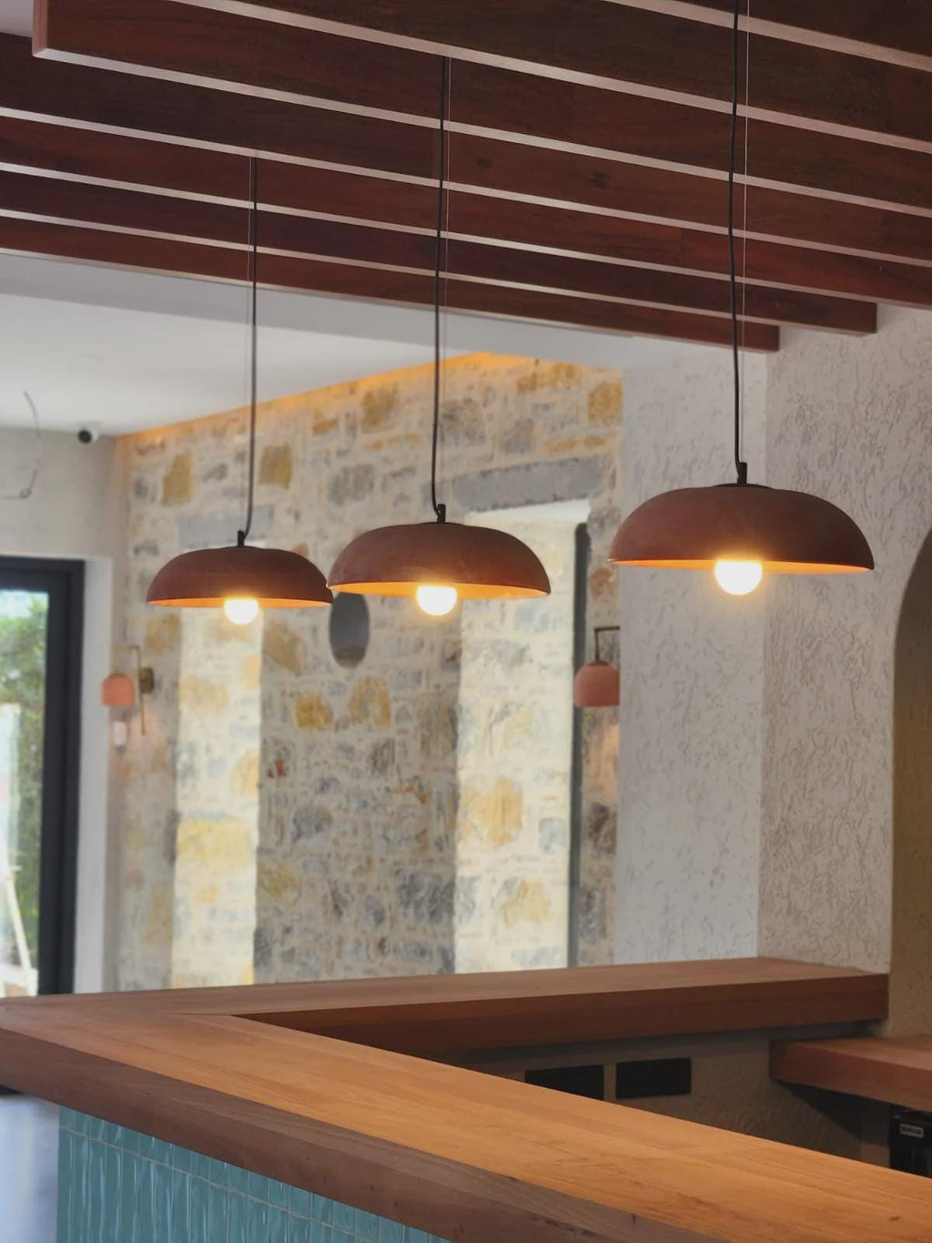 MATARA III Terracotta Pendant Light – Handmade Clay Hanging Lamp, Mediterranean Ceiling Light