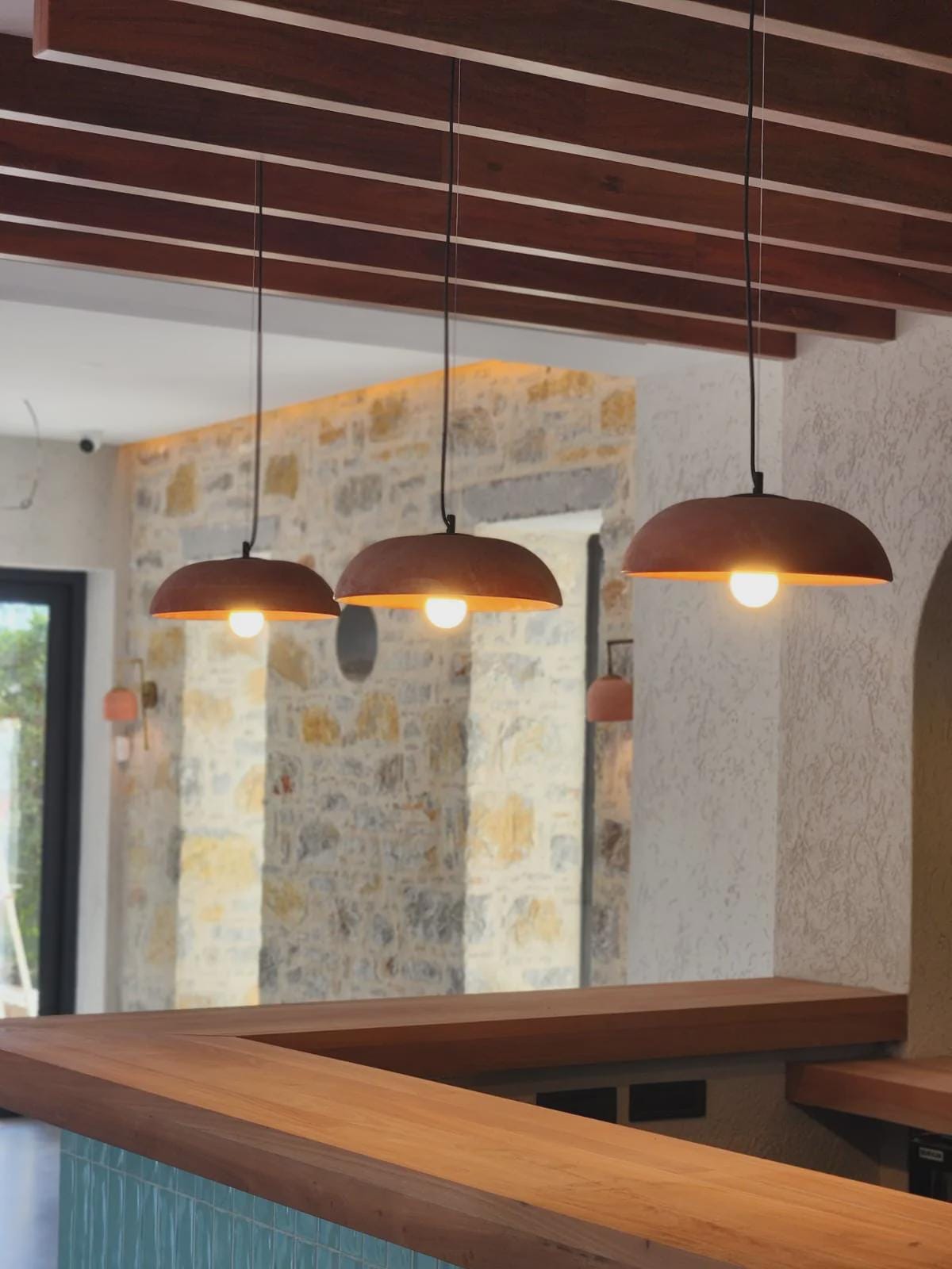 MATARA III Terracotta Pendant Light – Handmade Clay Hanging Lamp, Mediterranean Ceiling Light