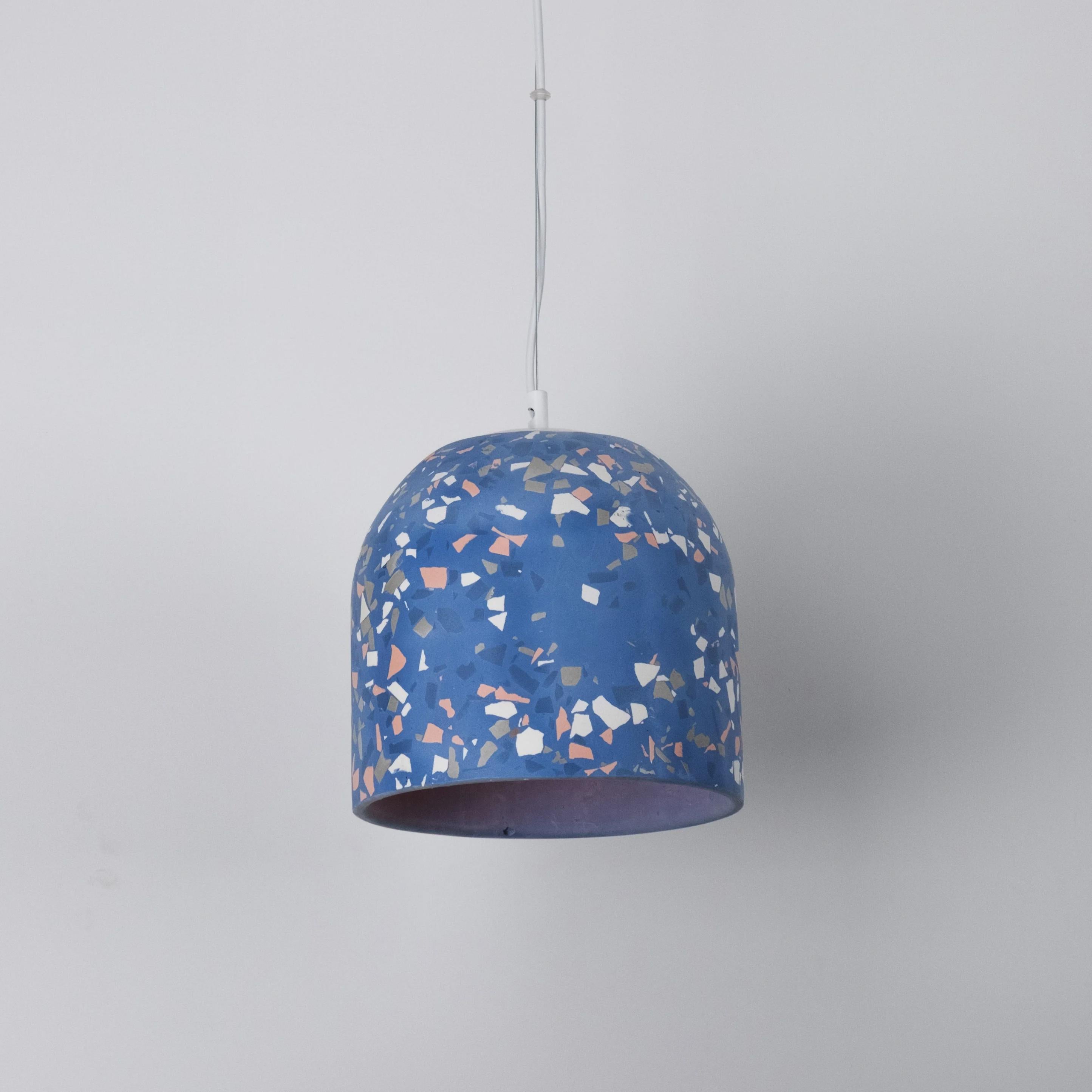 NAPLES III Blue Terrazzo Pendant Light – Modern Handmade Ceiling Lamp, Kitchen Island Hanging Light