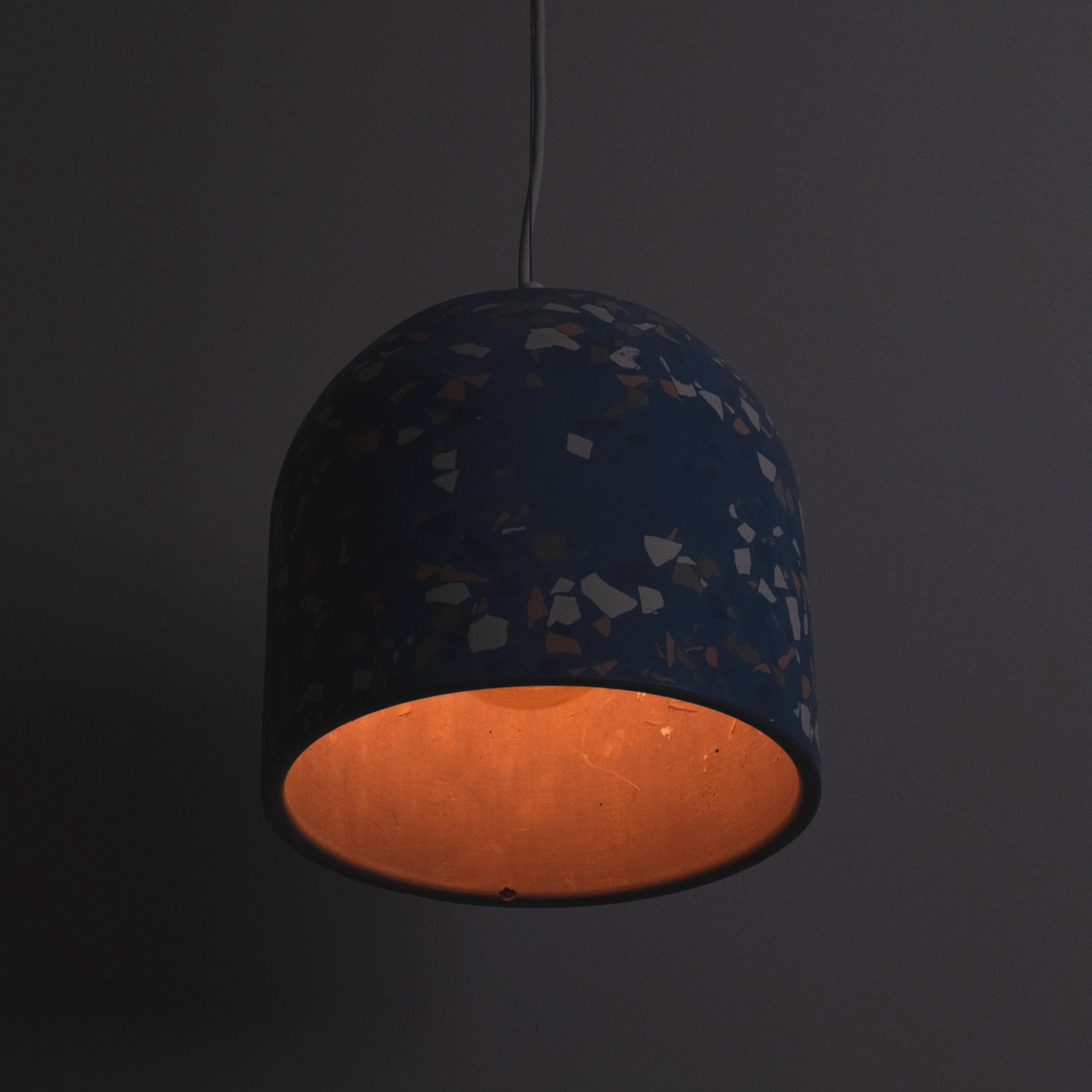 NAPLES III Blue Terrazzo Pendant Light – Modern Handmade Ceiling Lamp, Kitchen Island Hanging Light
