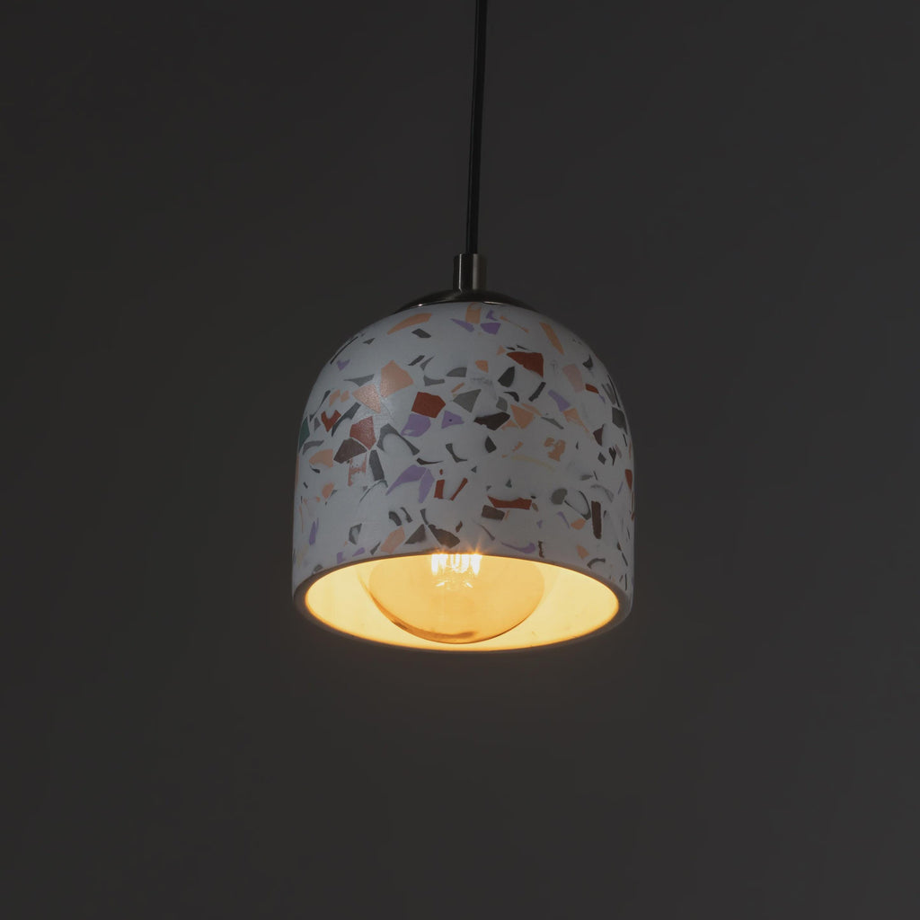NAPLES IV Small Terrazzo Pendant Light – Handmade Concrete Ceiling Lamp for Kitchen Island