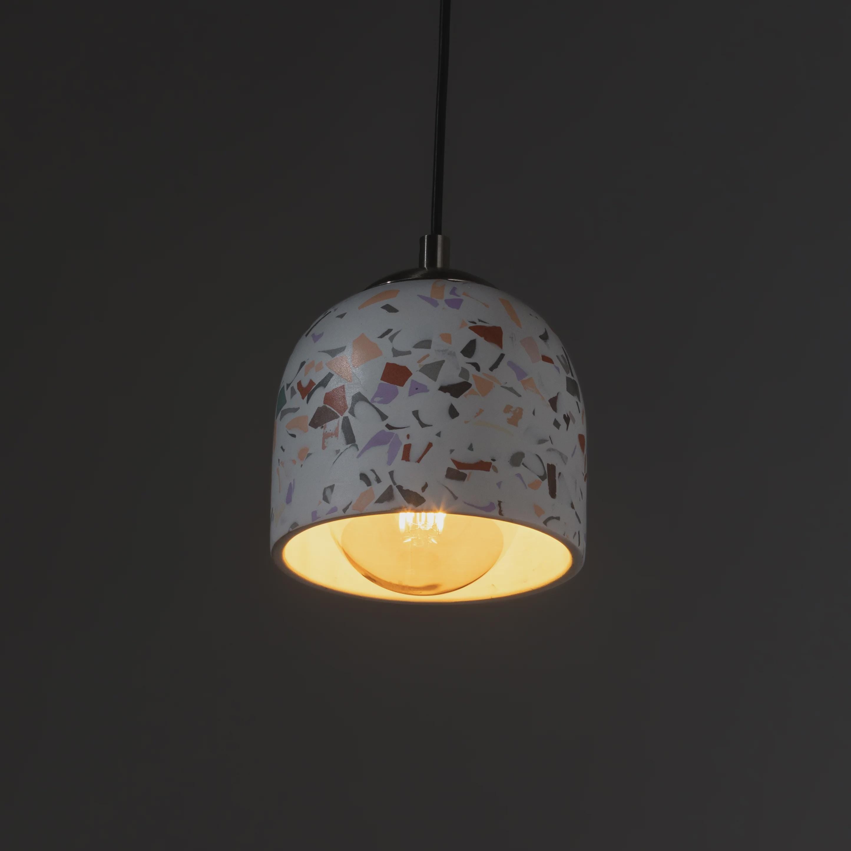 NAPLES IV Small Terrazzo Pendant Light – Handmade Concrete Ceiling Lamp for Kitchen Island