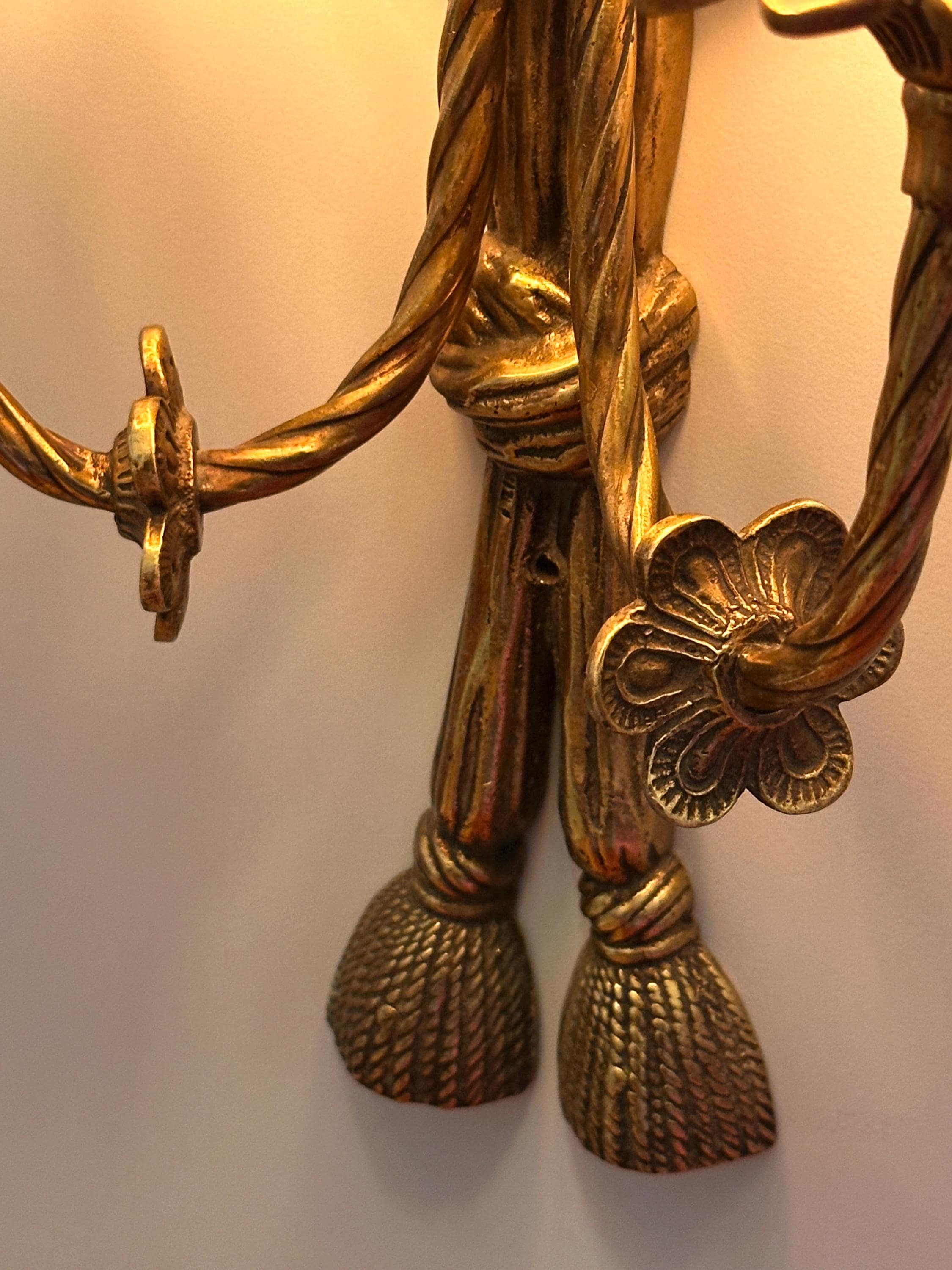 Avenda Brass Wall Sconce Double Arm Vintage Luxury Fabric Shade Light