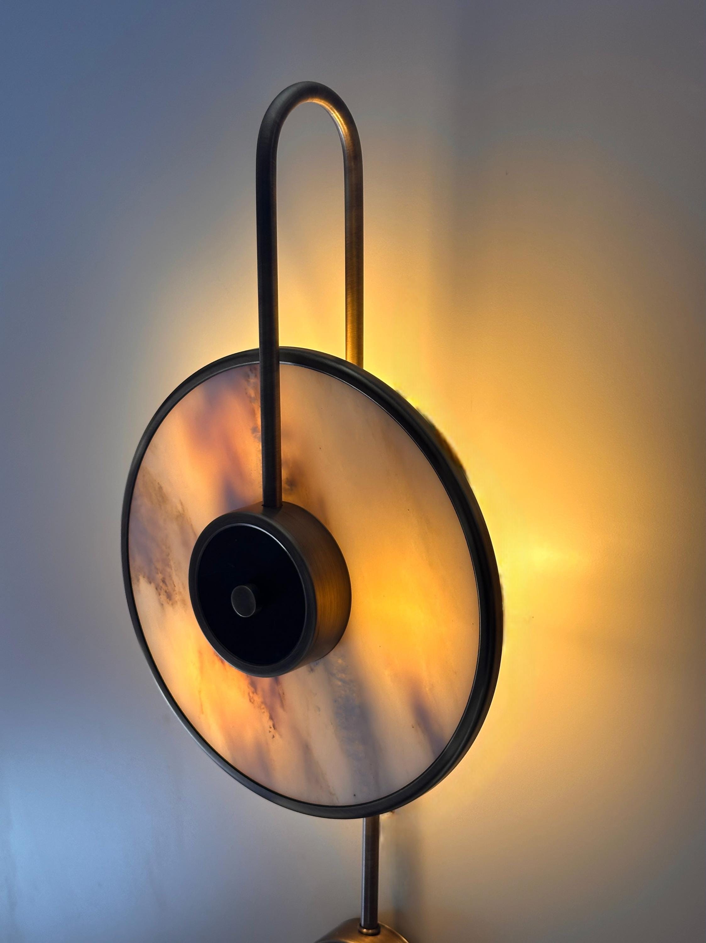 Palacio Marble Wall Sconce Luxury Alabaster Brass Wall Light, Modern Art Deco Lamp