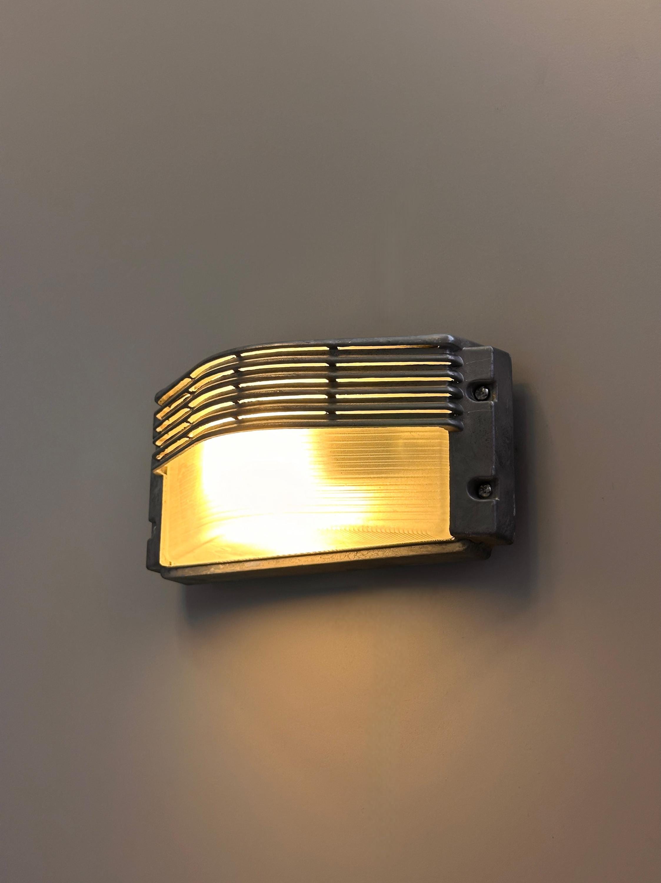 BOURBON Outdoor Wall Light, Industrial Bulkhead Sconce, Architectural Exterior Fixture, Nautical Inspired Lighting