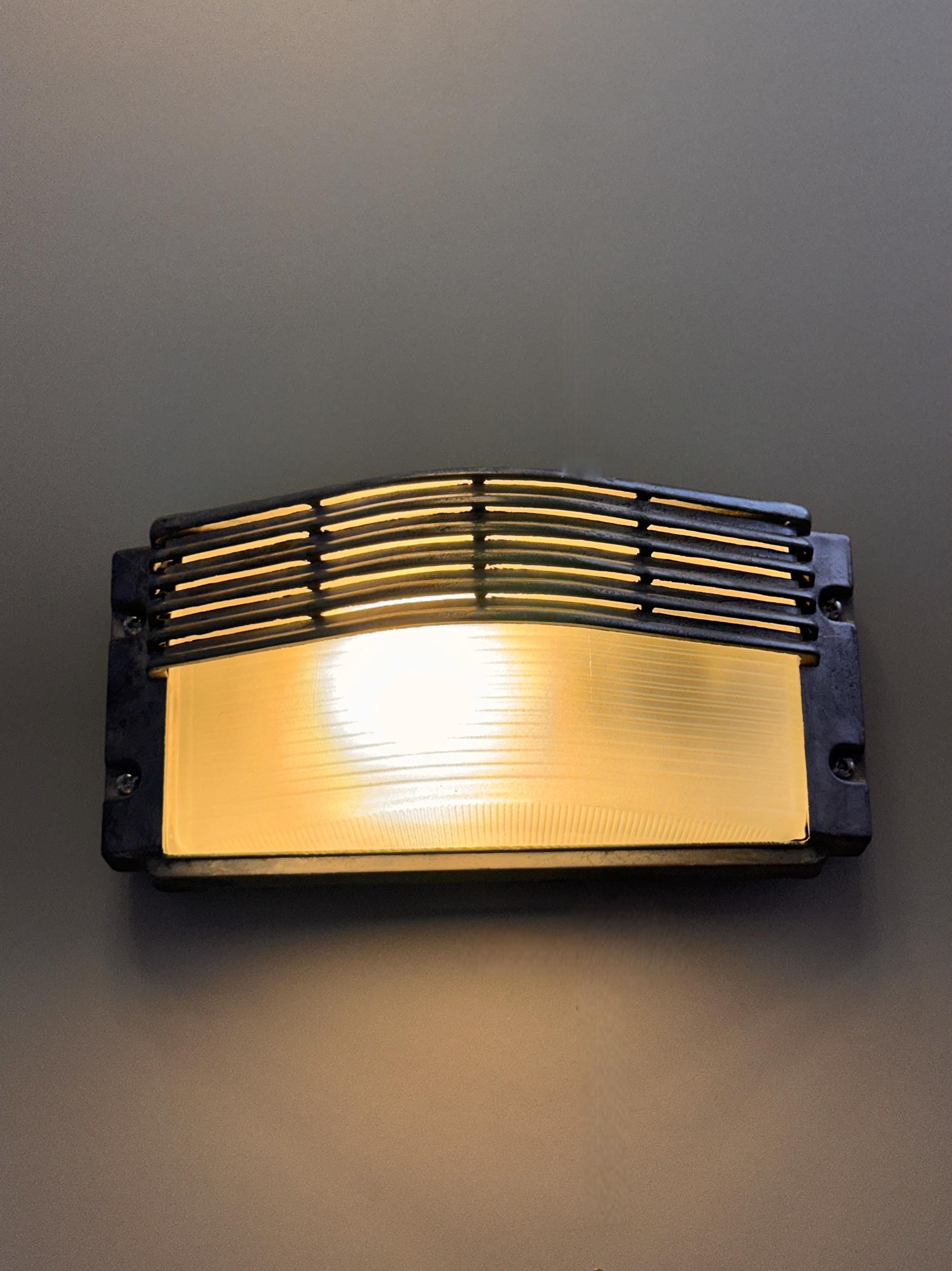 BOURBON Outdoor Wall Light, Industrial Bulkhead Sconce, Architectural Exterior Fixture, Nautical Inspired Lighting