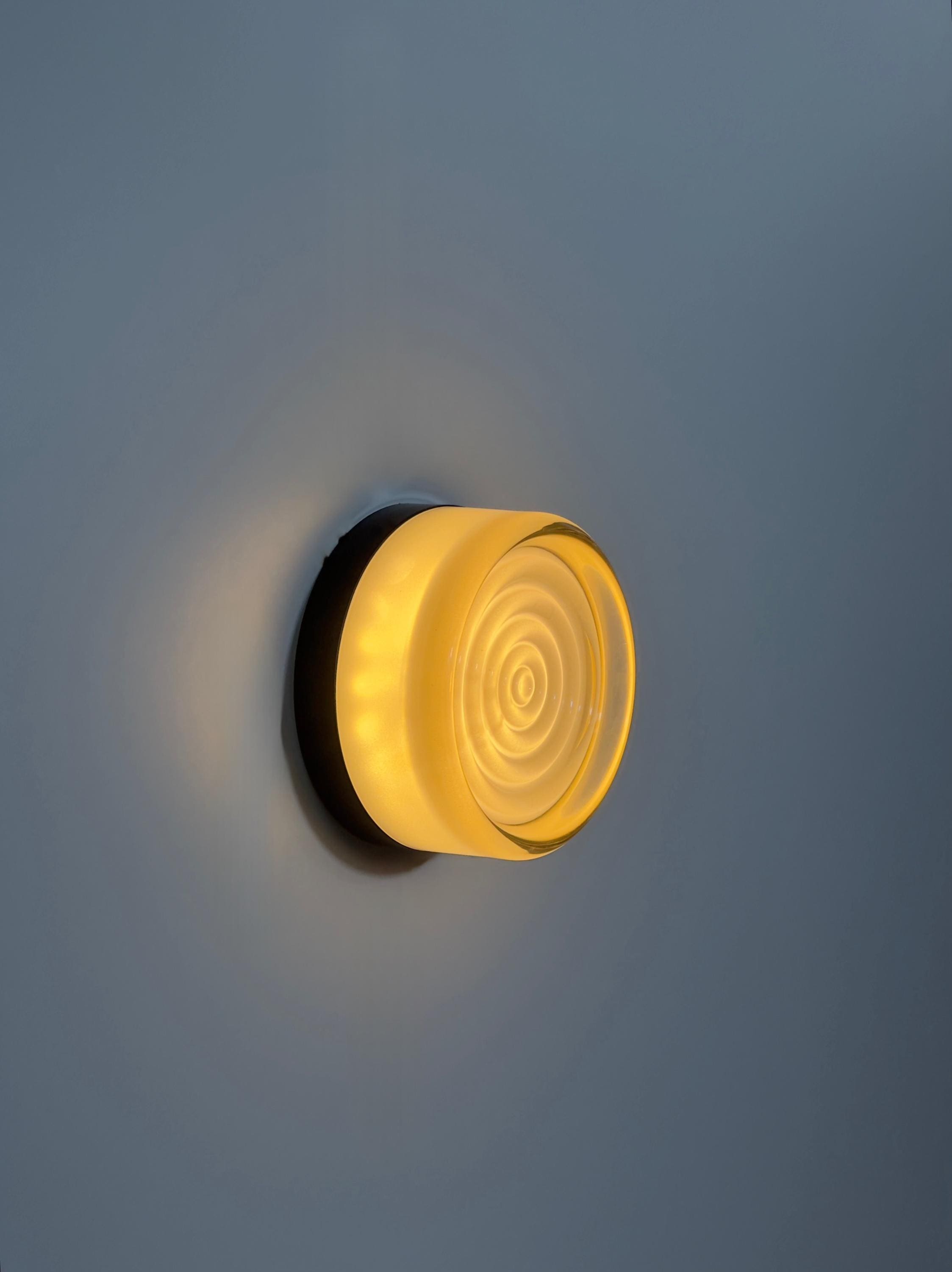 Shambles Wall Light, Modern Flush Mount Sconce, Black Glass LED Fixture, Minimal Ambient Lighting