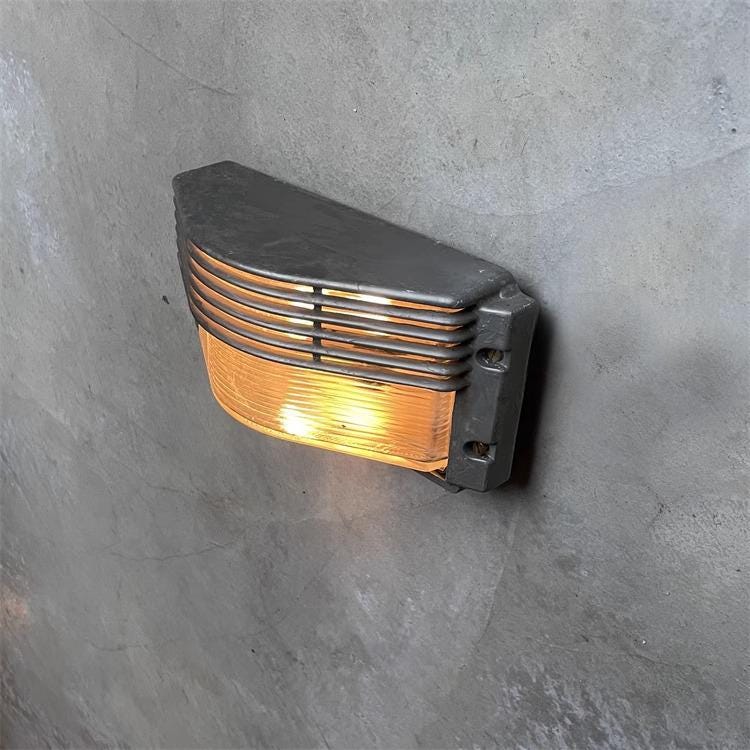 BOURBON Outdoor Wall Light, Industrial Bulkhead Sconce, Architectural Exterior Fixture, Nautical Inspired Lighting